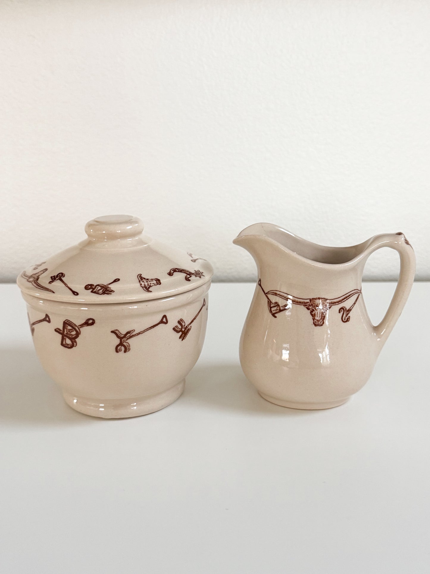 Vintage El Rancho Wallace China Creamer & Sugar Bowl