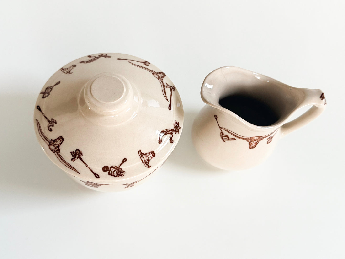 Vintage El Rancho Wallace China Creamer & Sugar Bowl