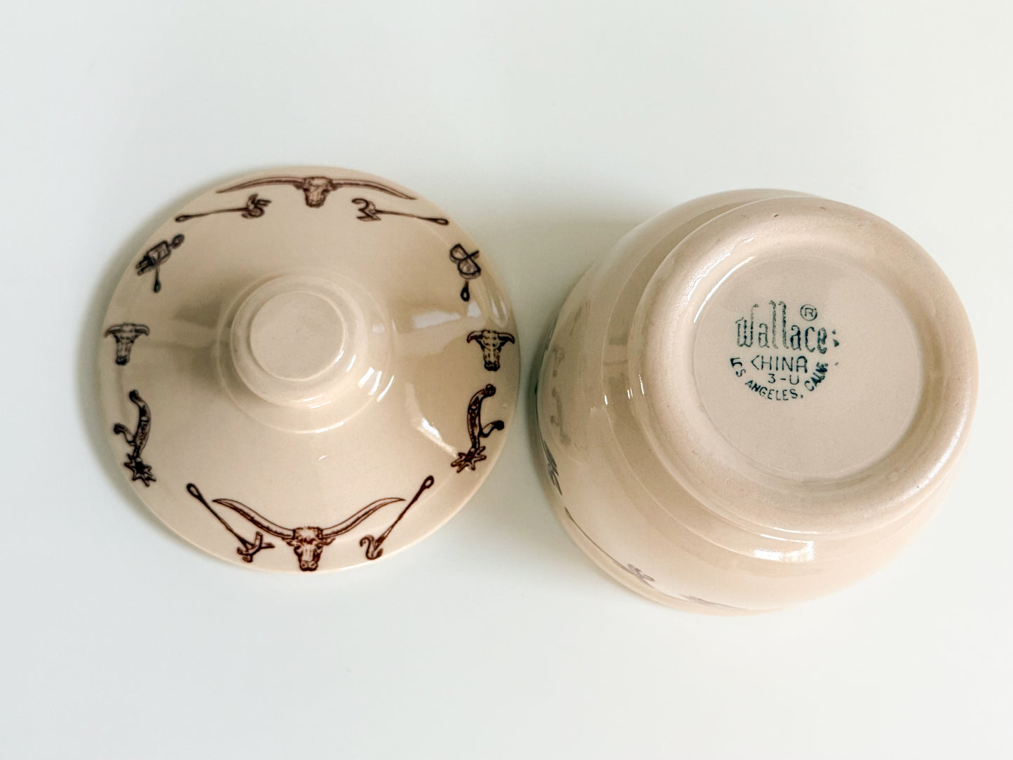 Vintage El Rancho Wallace China Creamer & Sugar Bowl