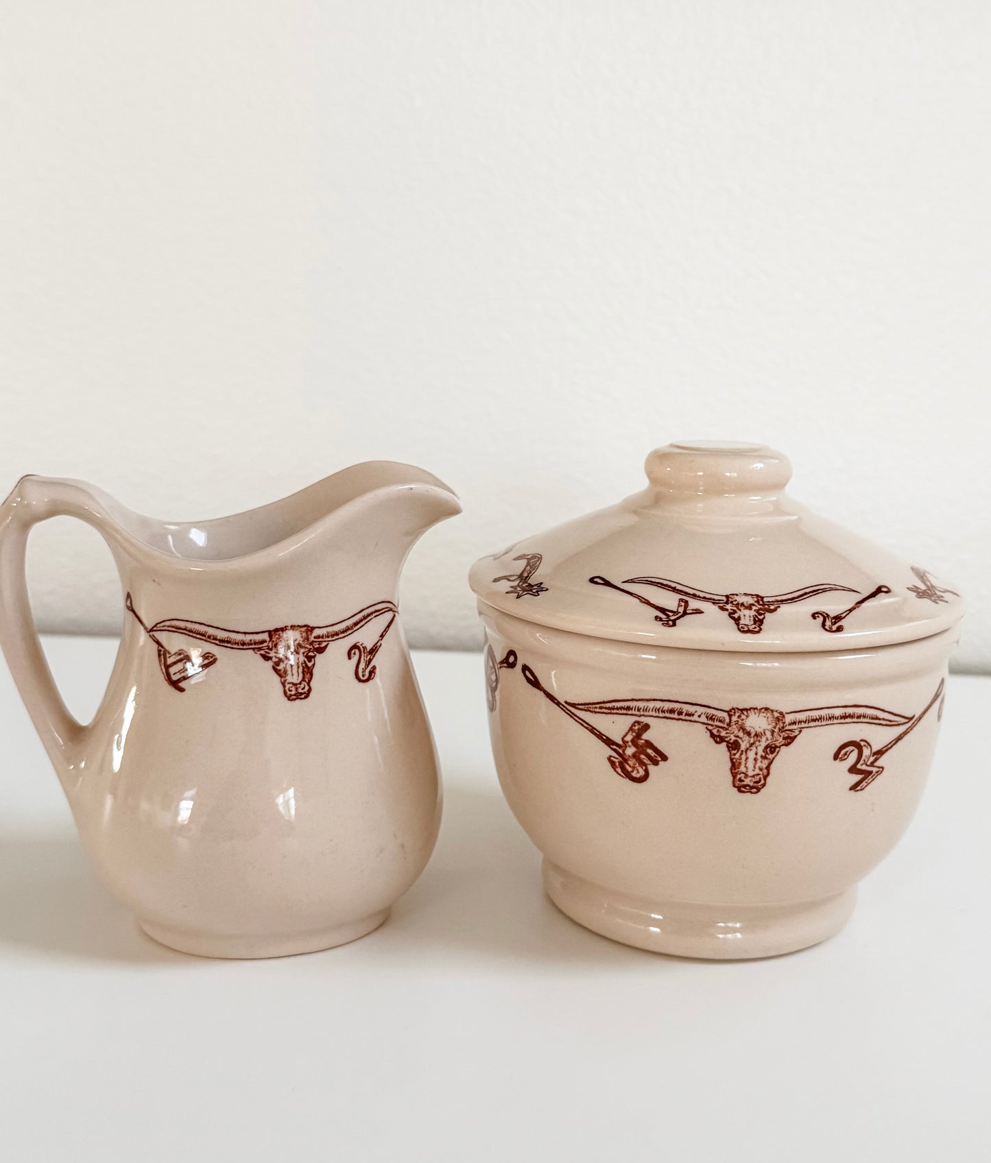 Vintage El Rancho Wallace China Creamer & Sugar Bowl