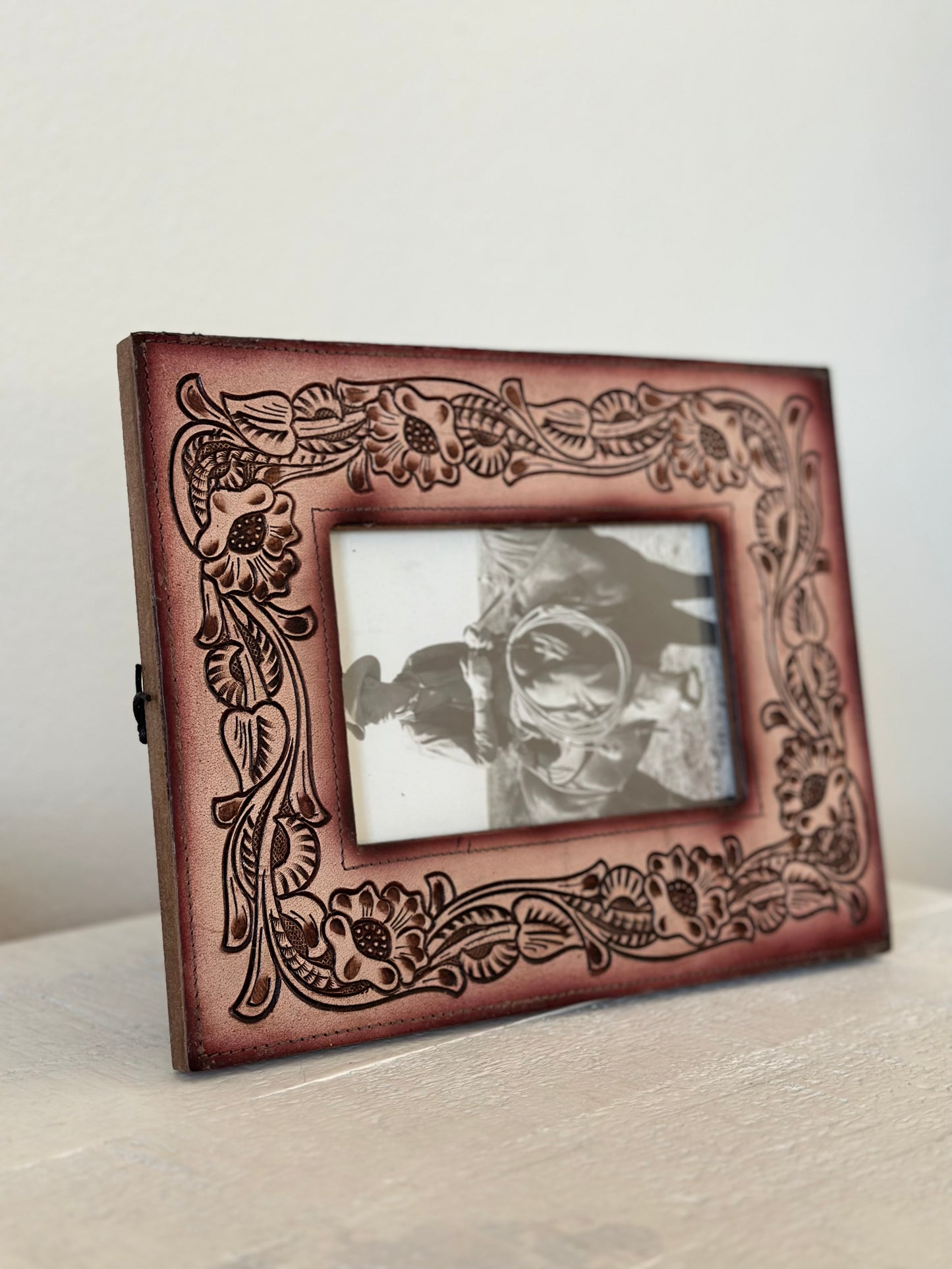 Brown Tooled Leather Frame