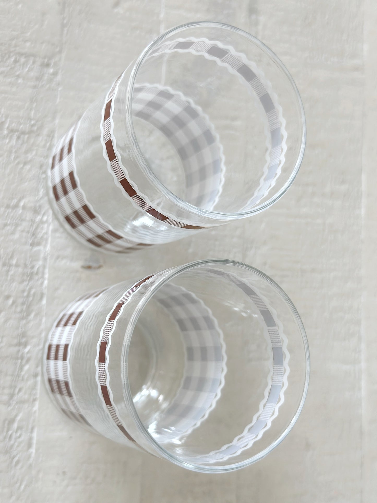 Vintage Gingham Drinking Glass Set