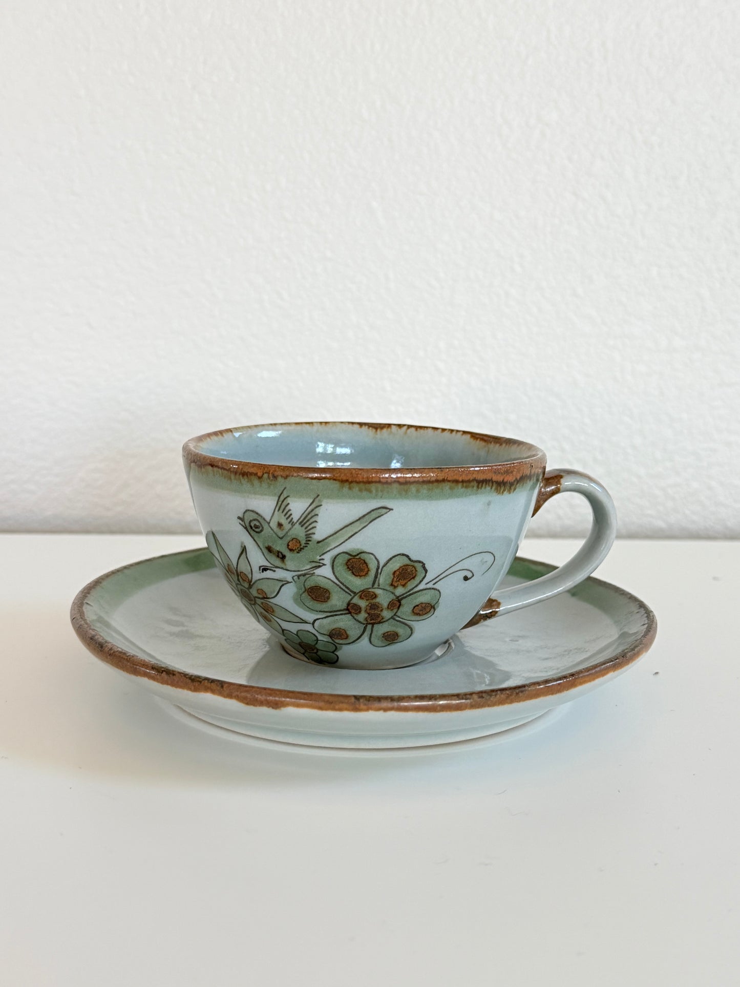 Vintage Tonalá Pottery Cup and Saucer