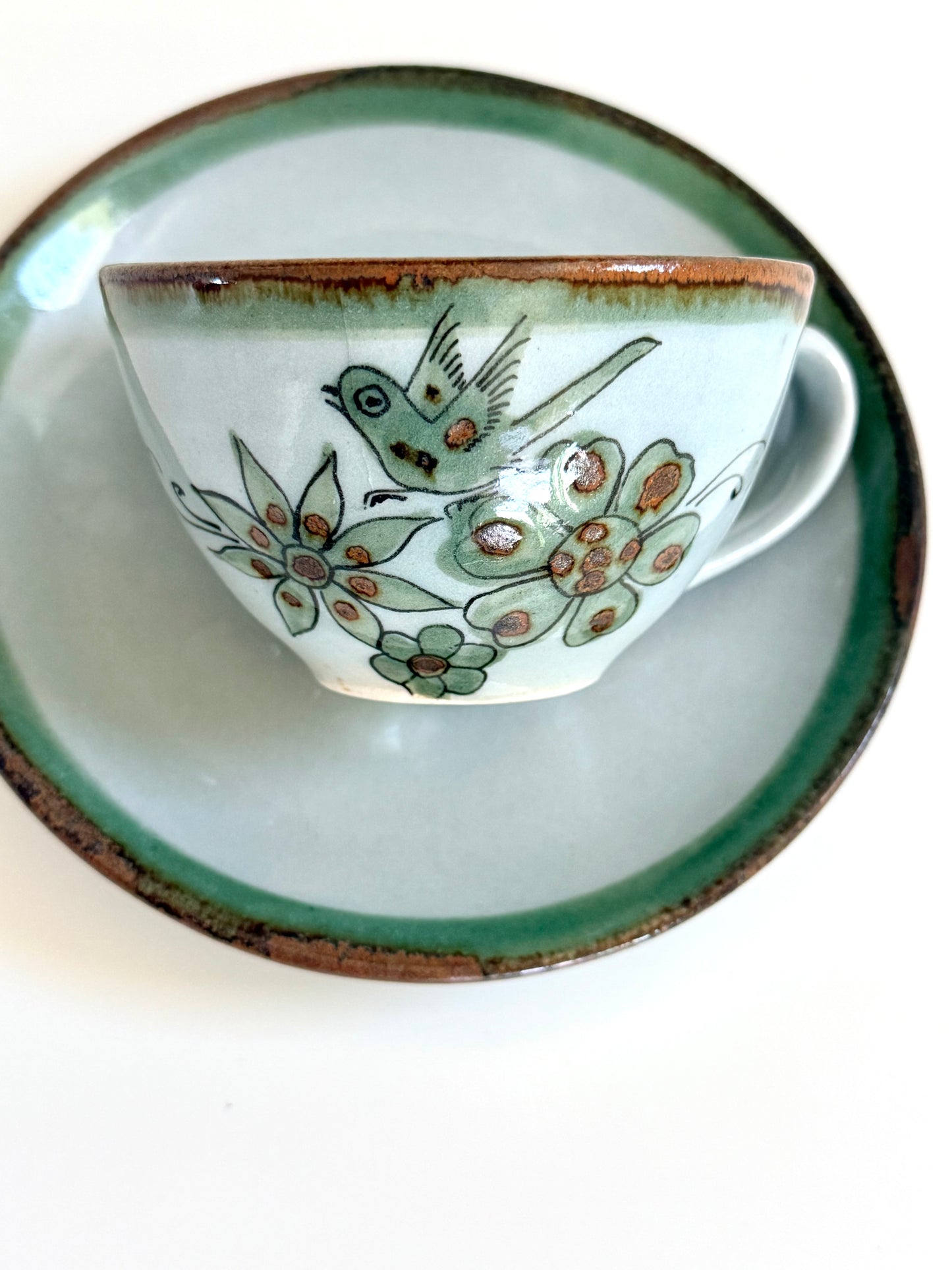 Vintage Tonalá Pottery Cup and Saucer