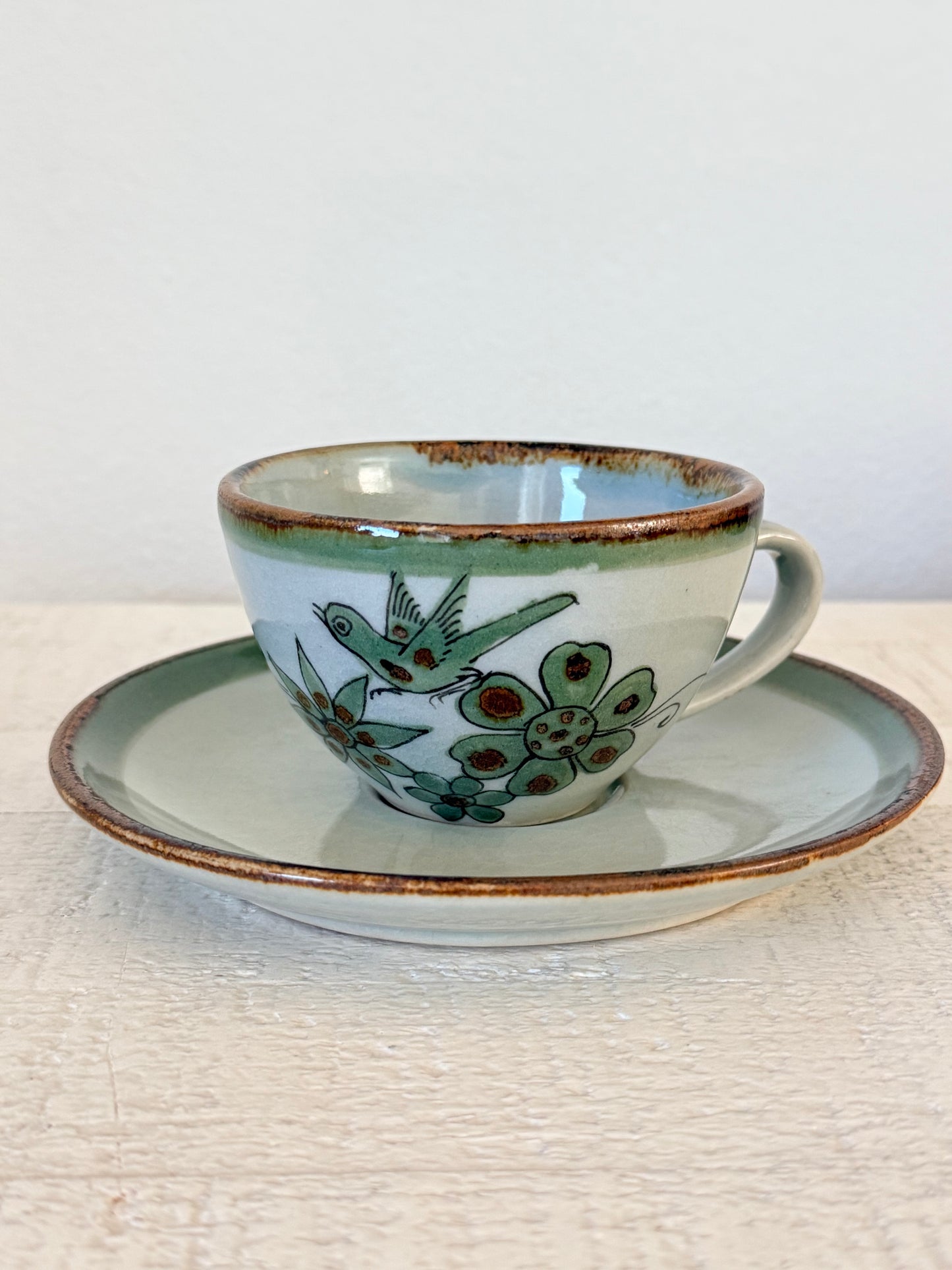 Vintage Tonalá Pottery Cup and Saucer