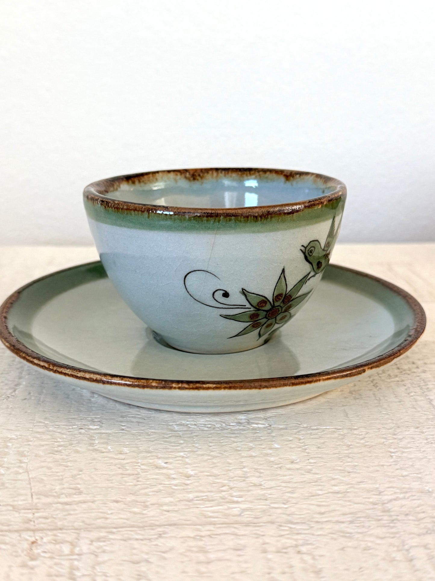 Vintage Tonalá Pottery Cup and Saucer