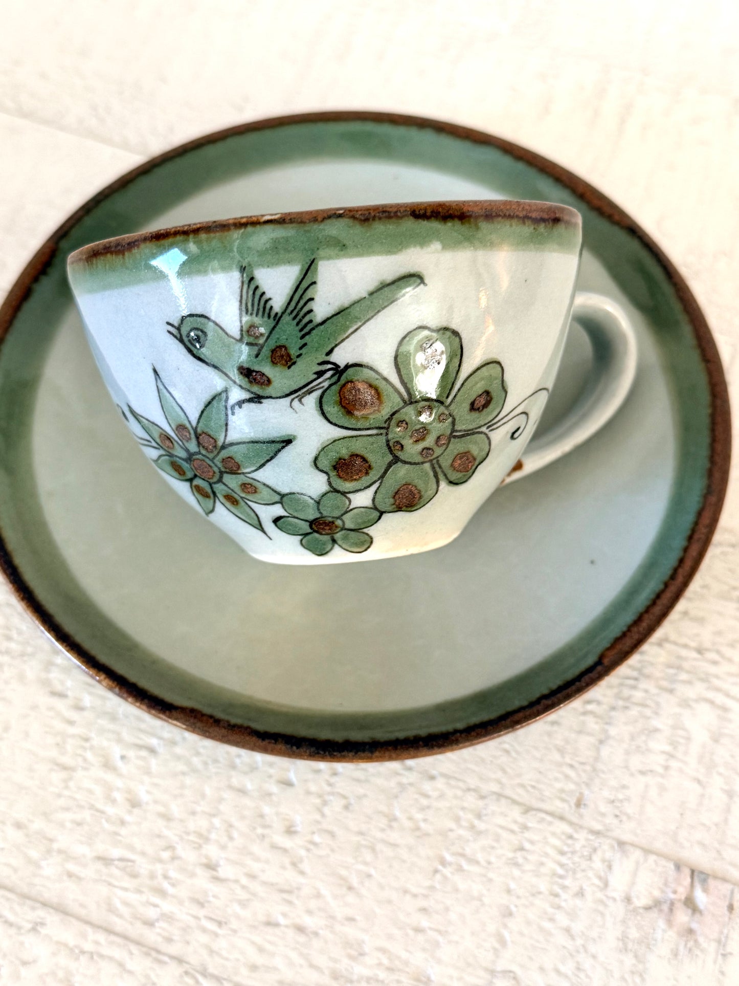 Vintage Tonalá Pottery Cup and Saucer