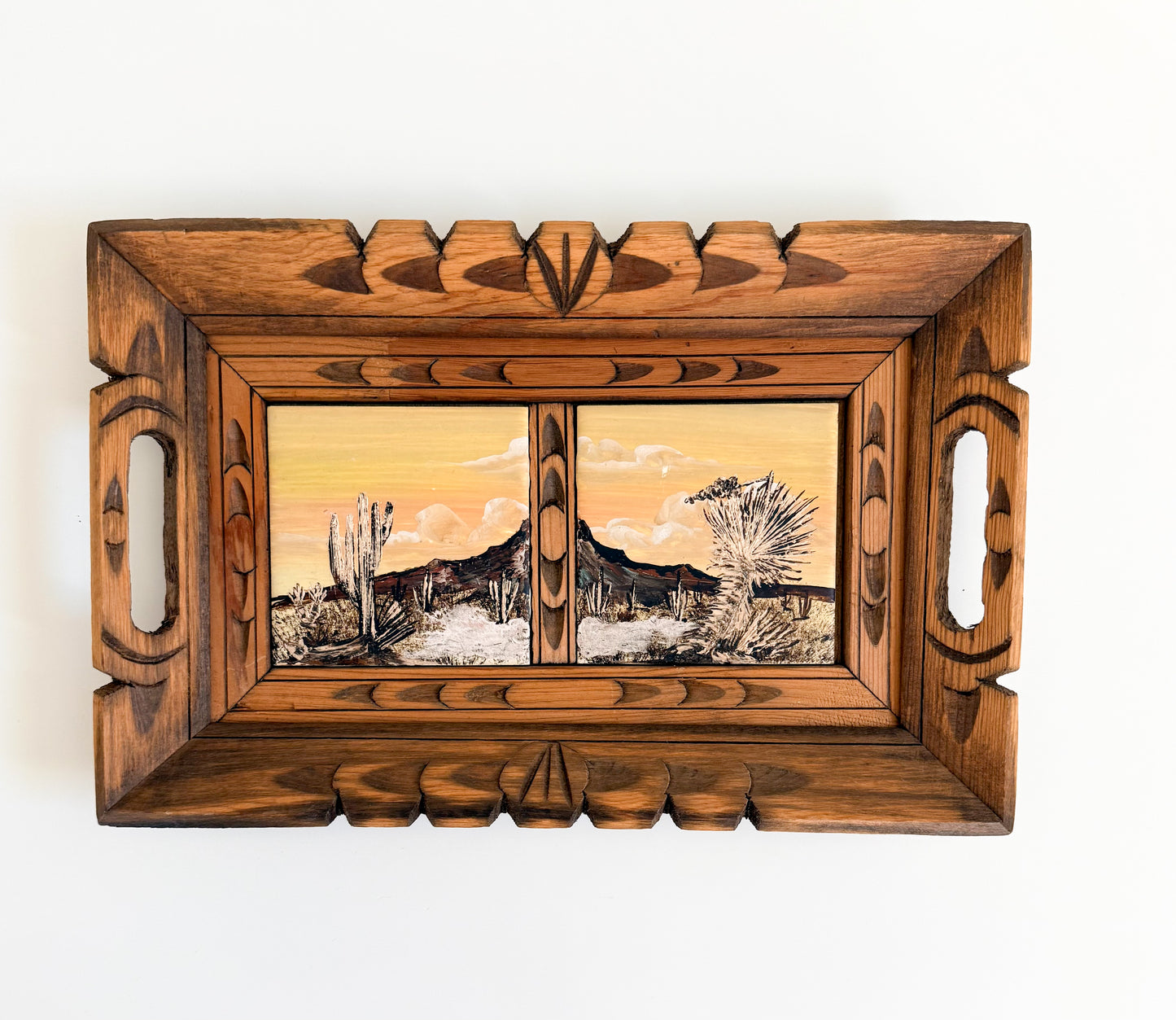 Vintage Hand Painted Southwestern Tile Tray
