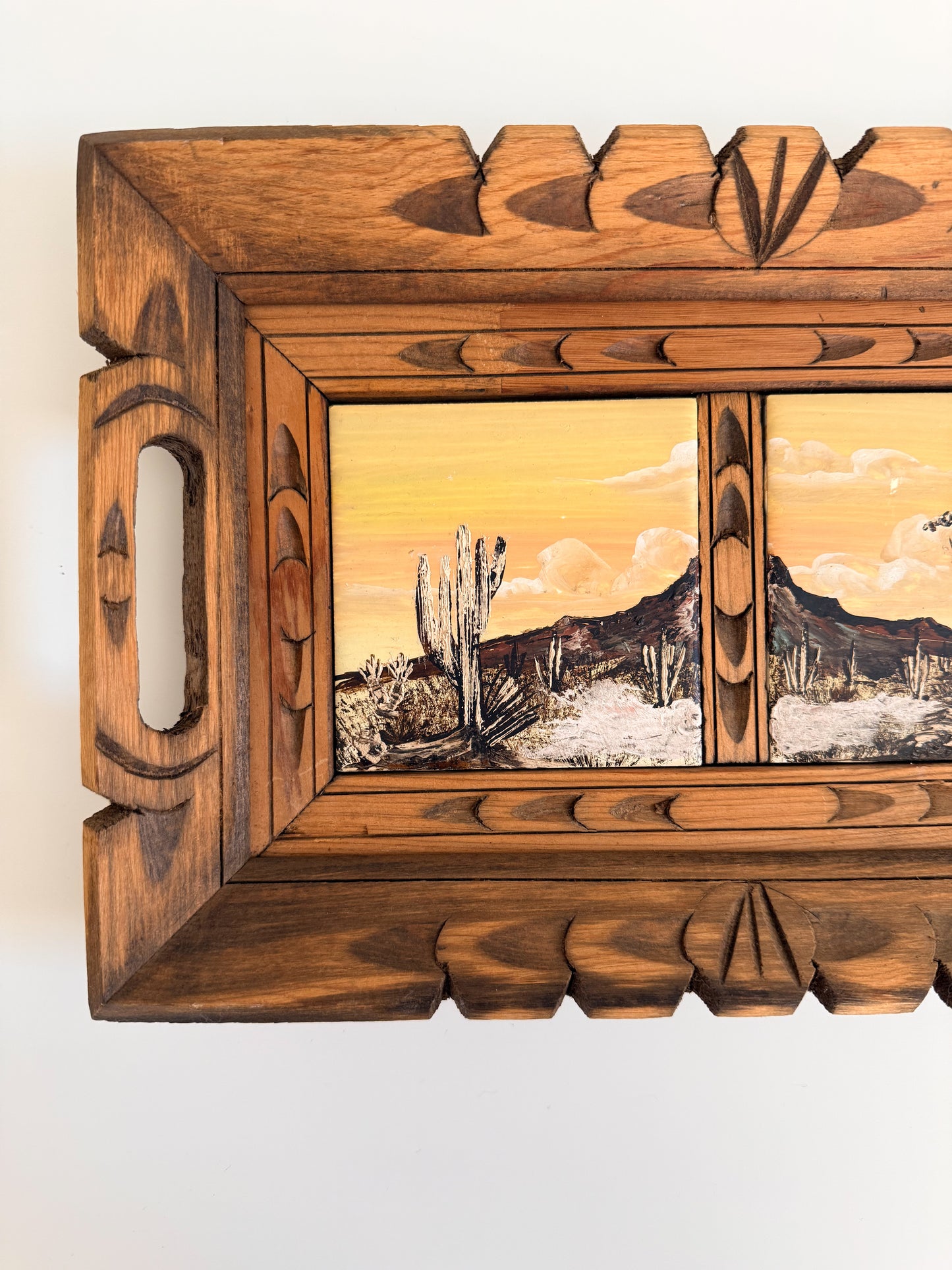 Vintage Hand Painted Southwestern Tile Tray