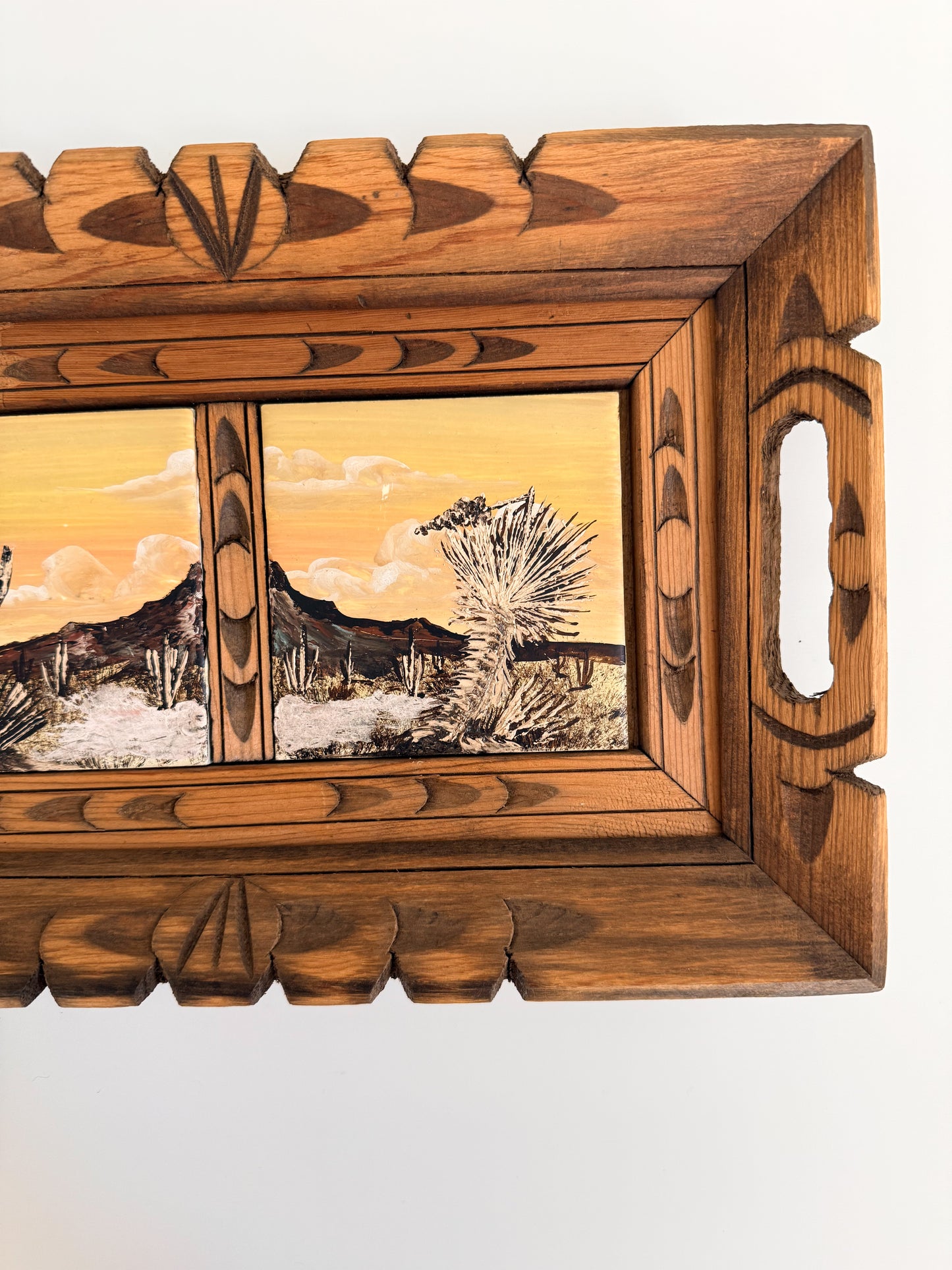 Vintage Hand Painted Southwestern Tile Tray