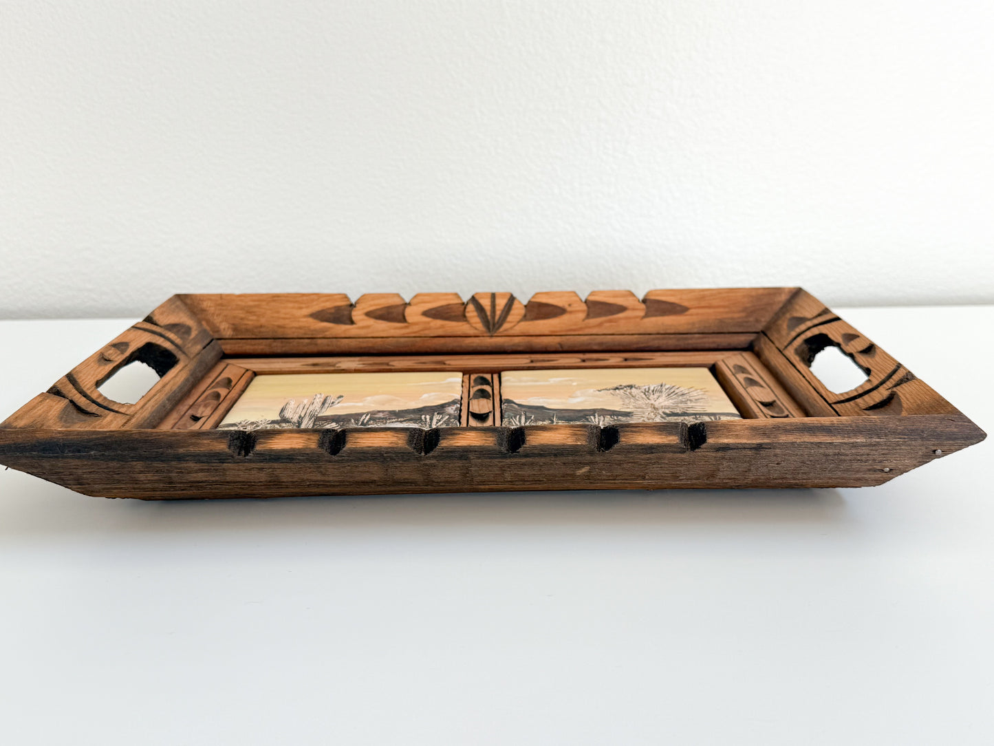 Vintage Hand Painted Southwestern Tile Tray