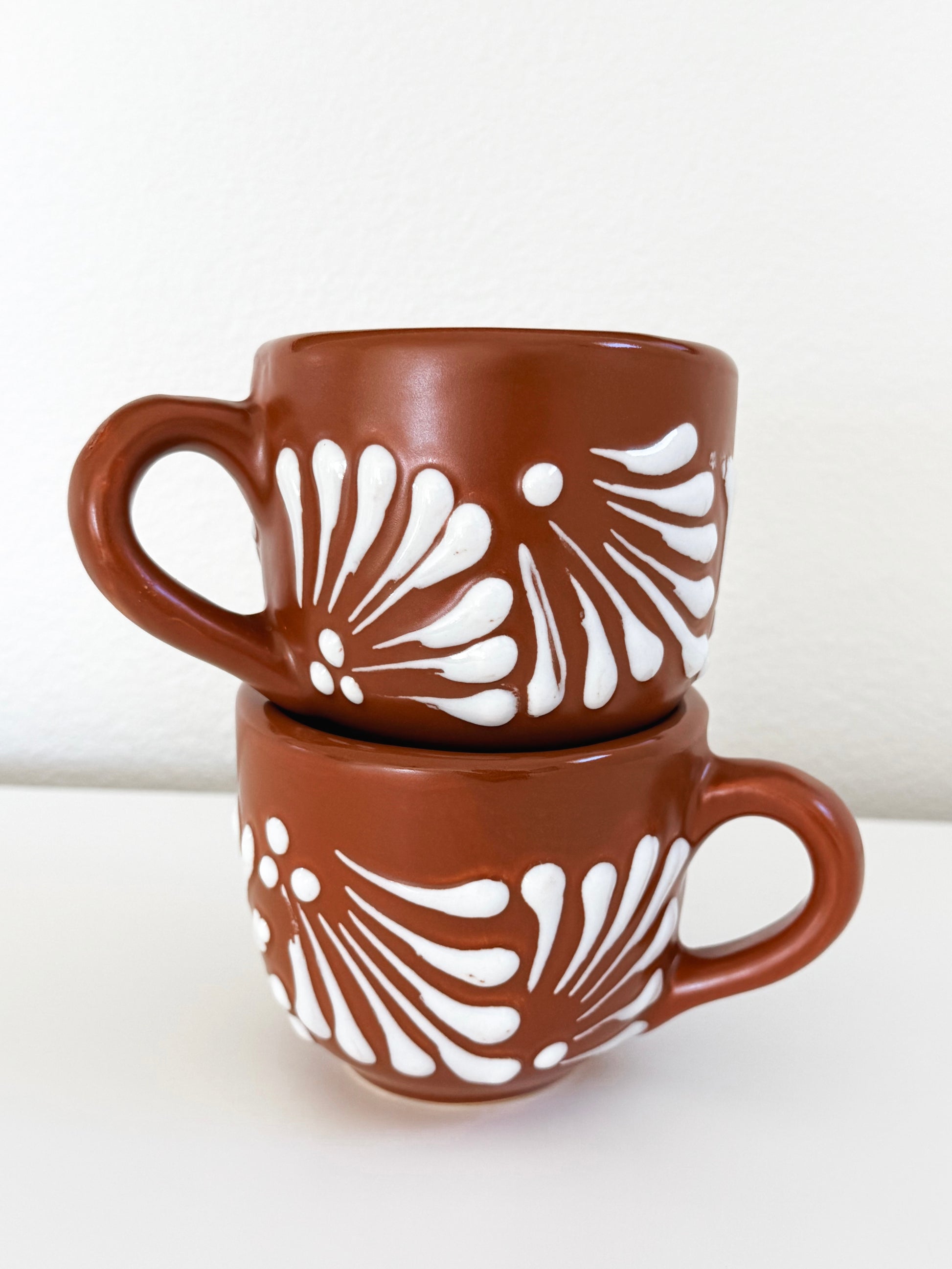 Terracotta ceramic Talavera coffee cups