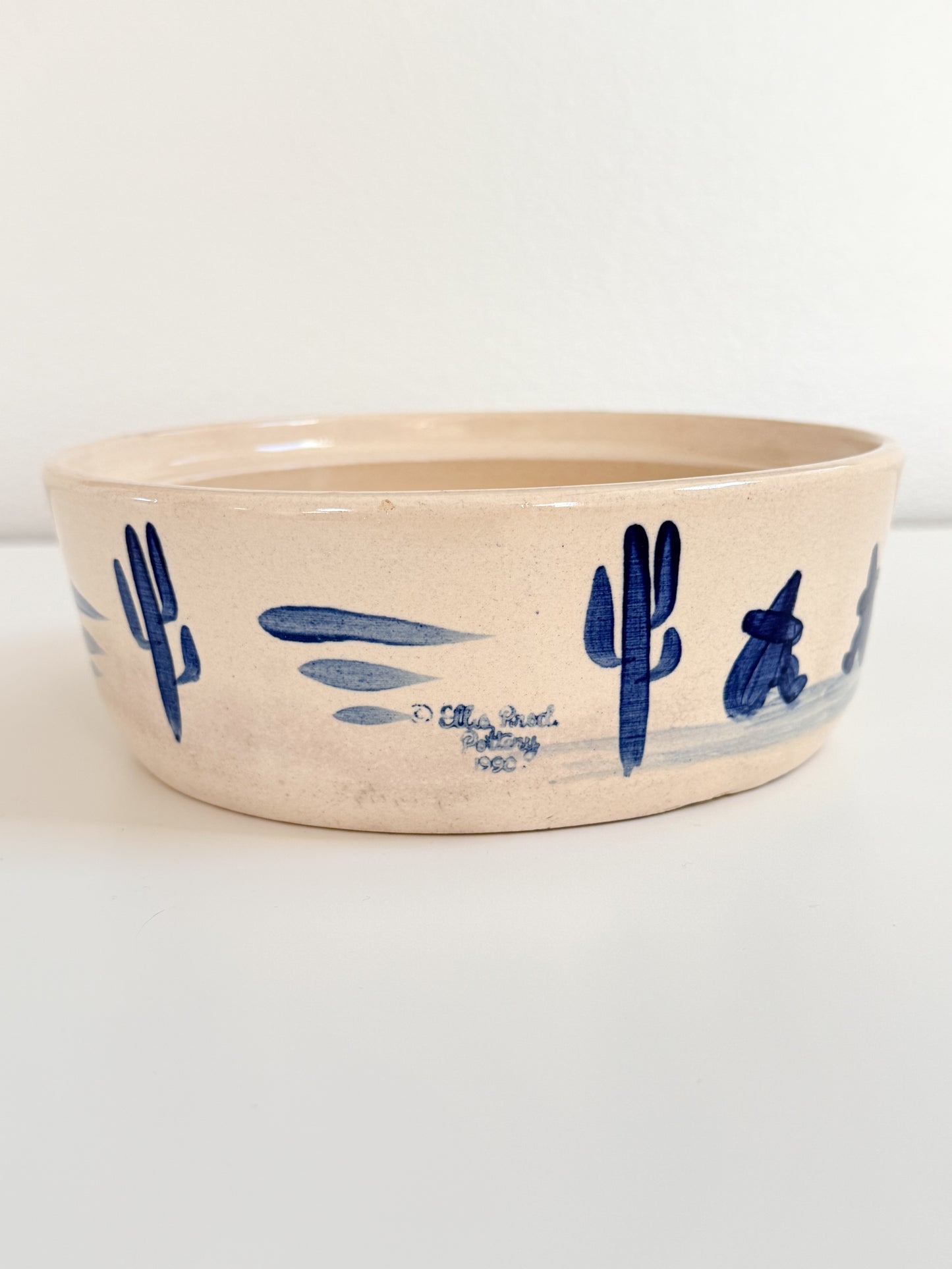 Vintage Cactus Pottery Bowl