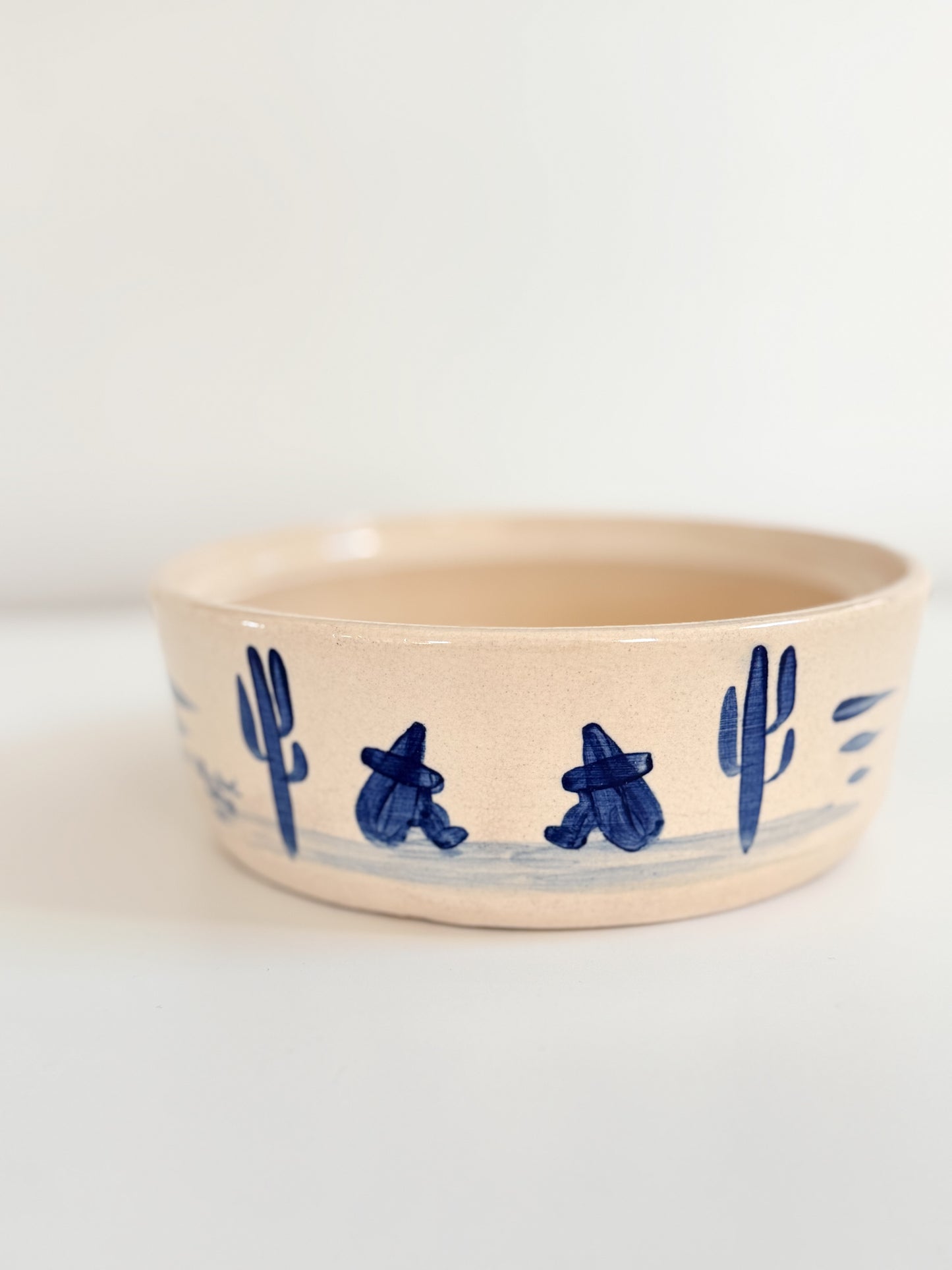 Vintage Cactus Pottery Bowl