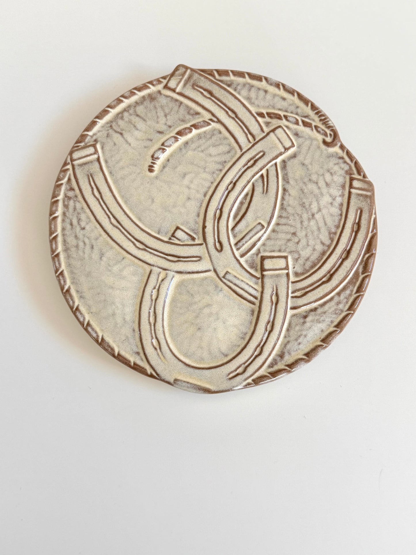 Vintage Frankoma Horseshoe Trivet | Western Pottery Hot Plate