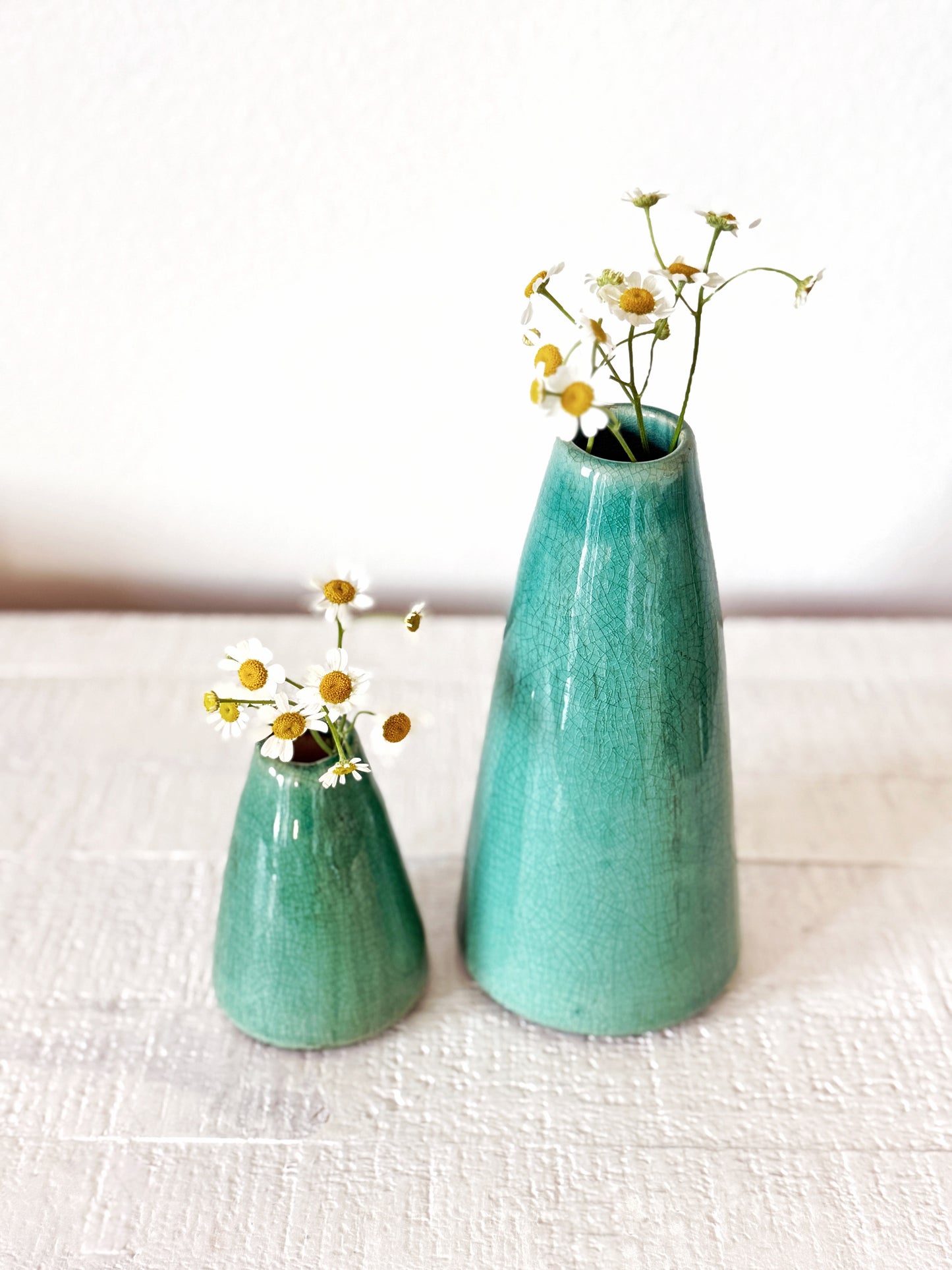 Turquoise Green Crackle Glaze Vase (Small)