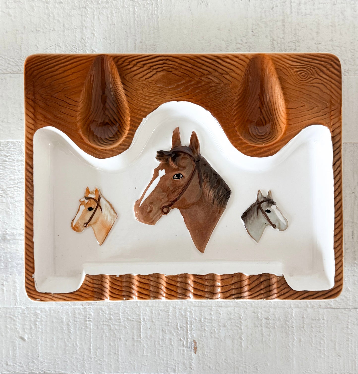 Vintage Equestrian Horse Ceramic Ashtray | Western Decor