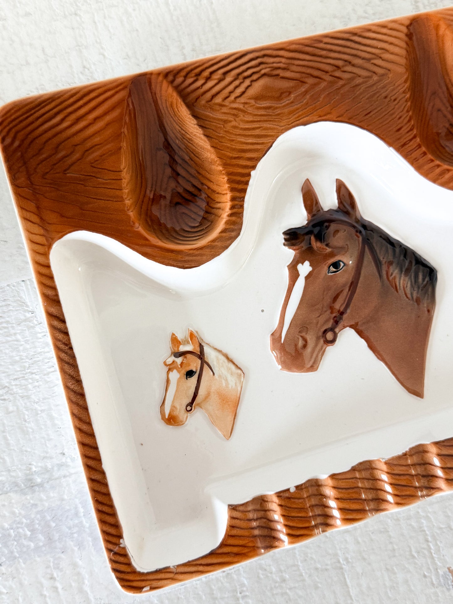 Vintage Equestrian Horse Ceramic Ashtray | Western Decor