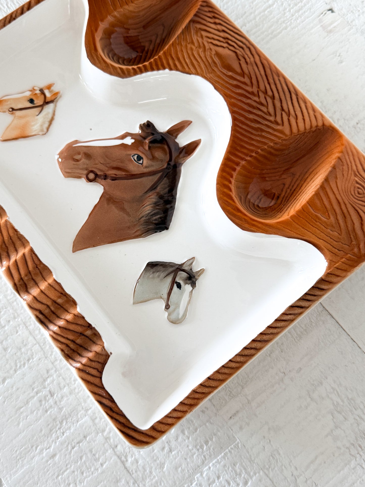 Vintage Equestrian Horse Ceramic Ashtray | Western Decor