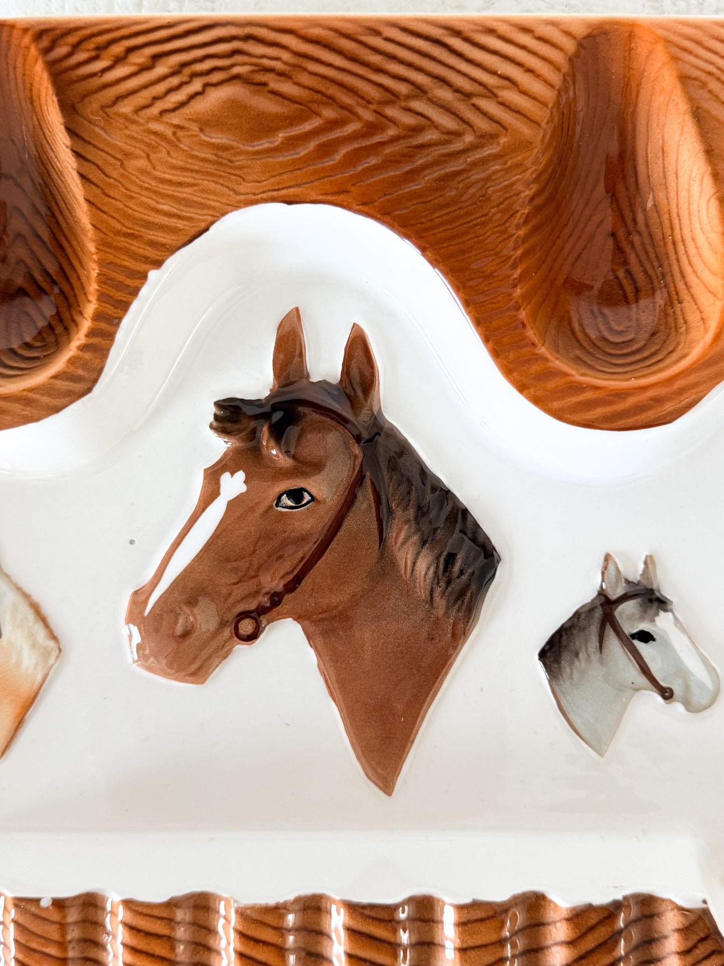 Vintage Equestrian Horse Ceramic Ashtray | Western Decor
