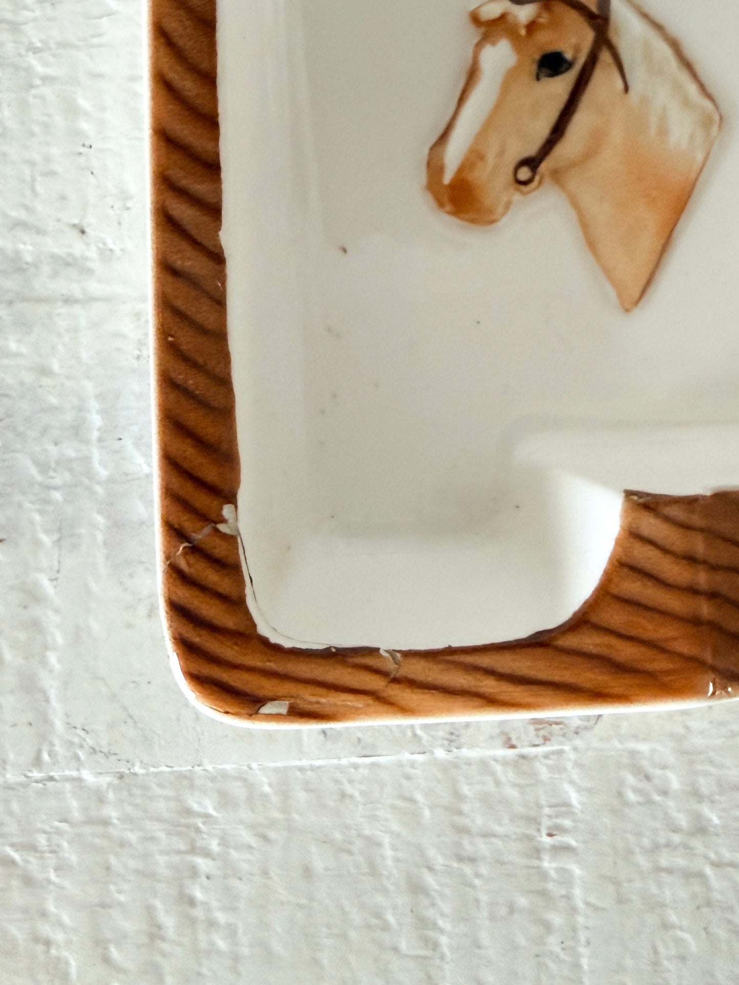 Vintage Equestrian Horse Ceramic Ashtray | Western Decor