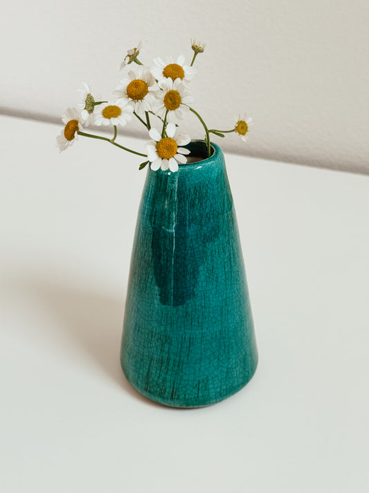 Teal Crackle Glaze Vase