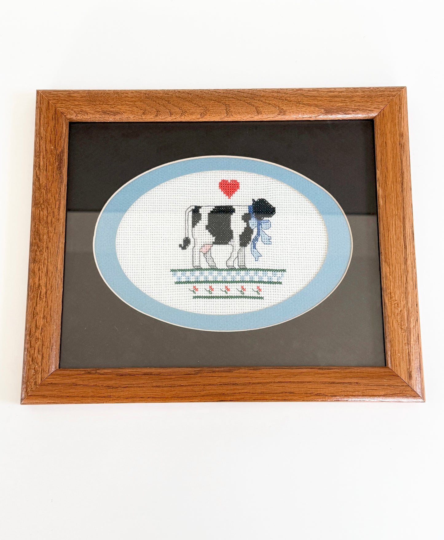 Vintage Cow Framed Cross Stitch
