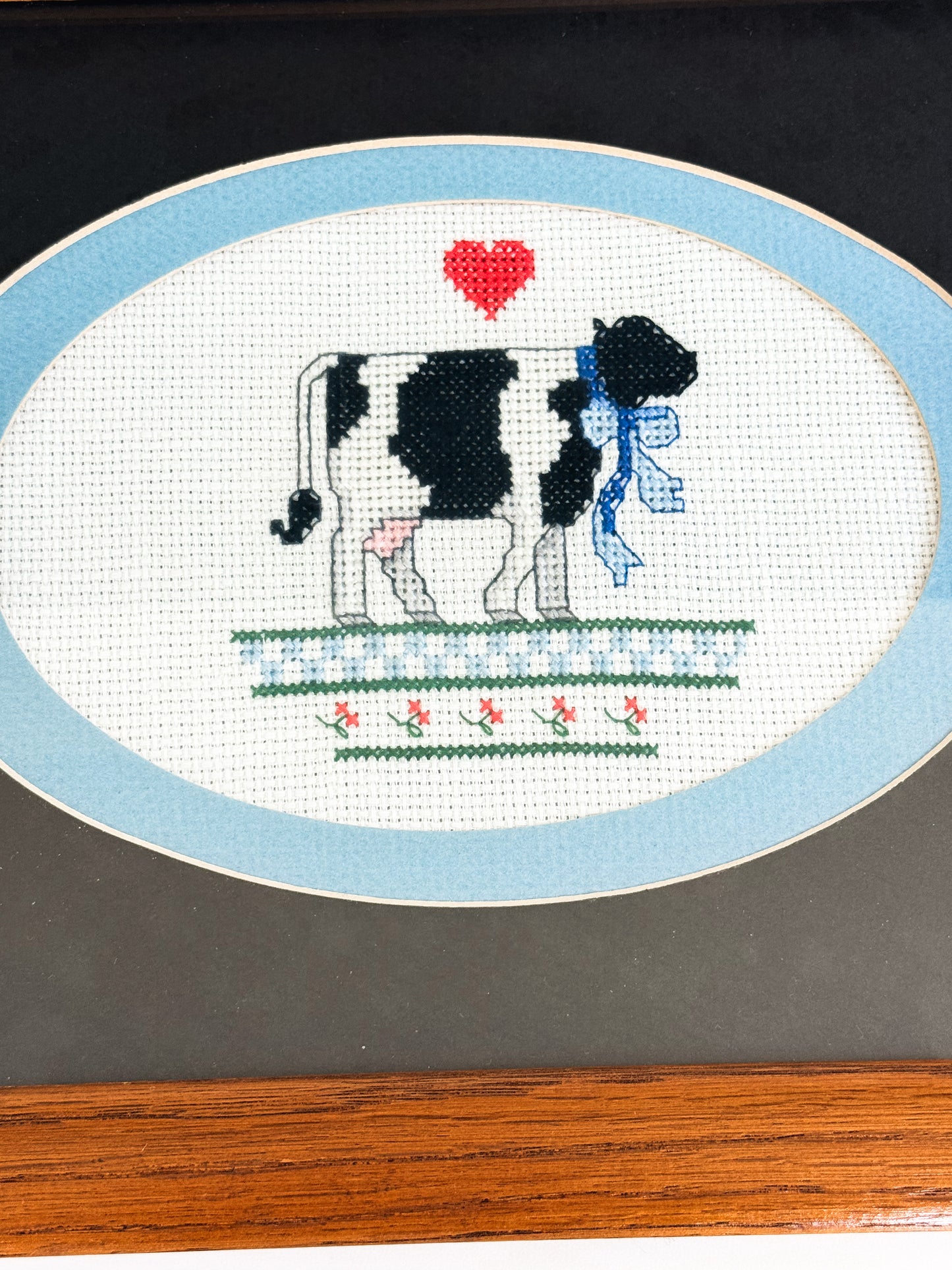Vintage Cow Framed Cross Stitch