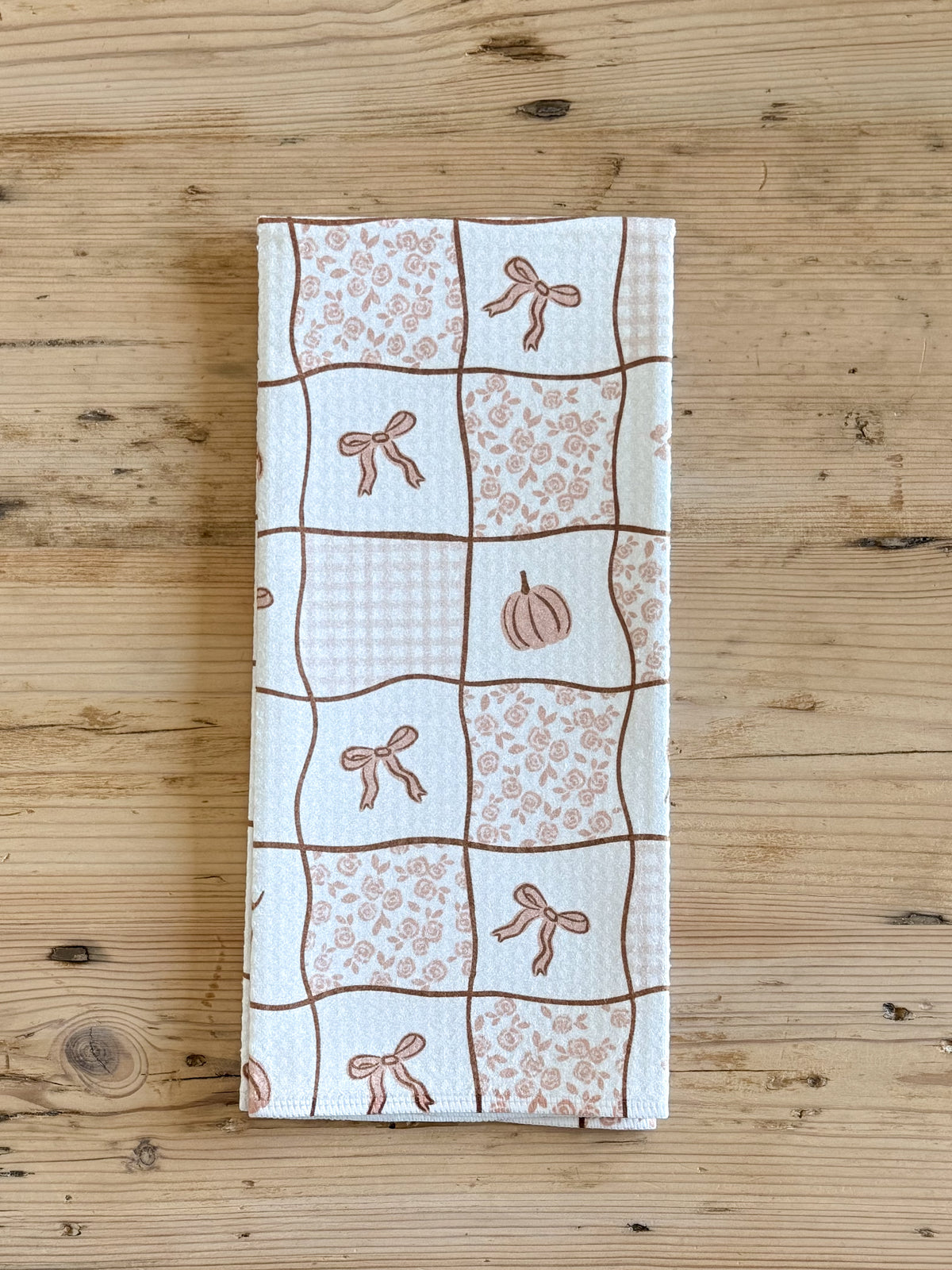 Pumpkin Patchwork Waffle Kitchen Towel