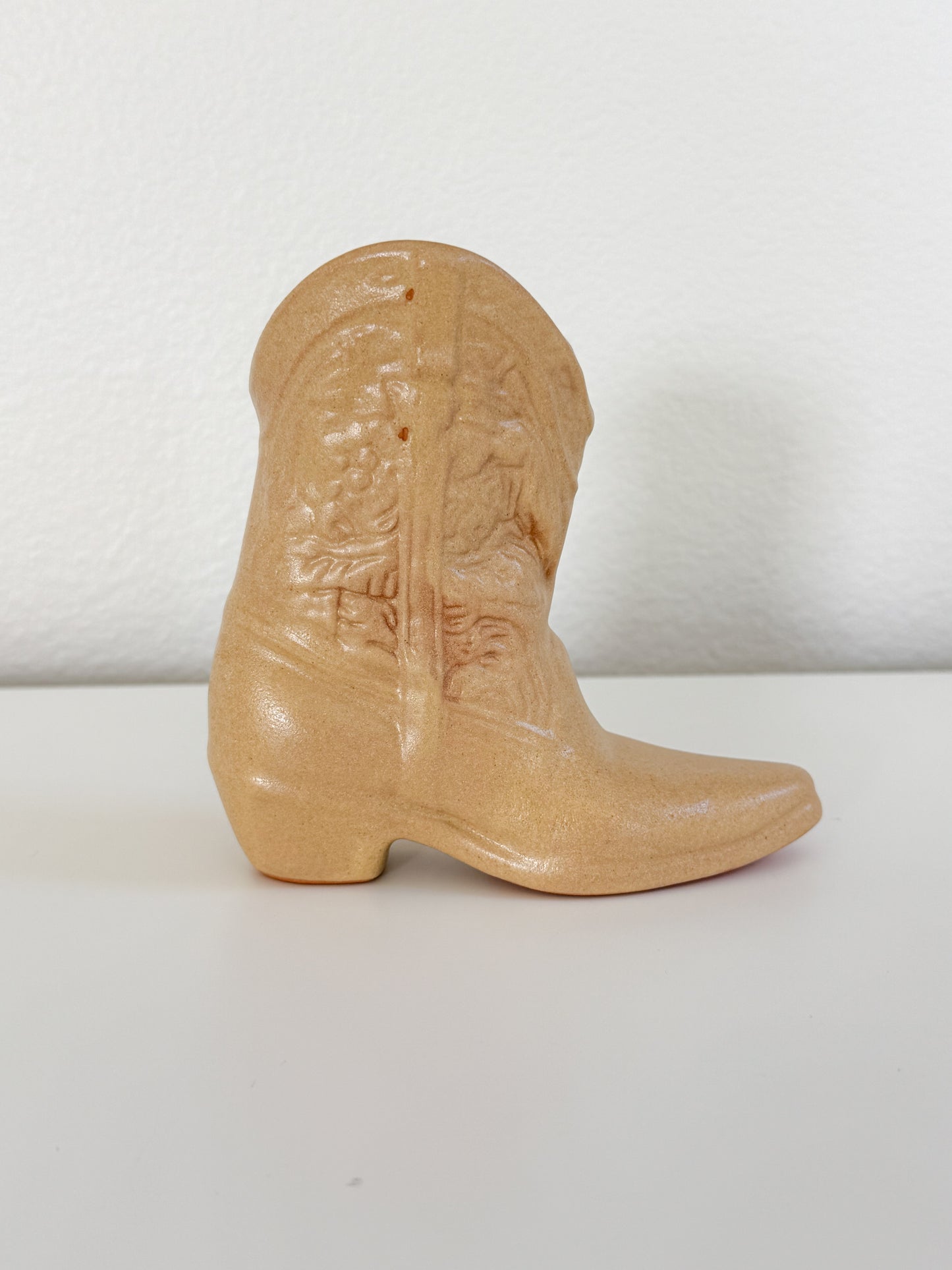 Vintage Frankoma Cowboy Boot Vase neutral western pottery decor