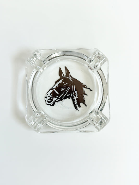 Vintage Glass Horse Ashtray/Ring Dish