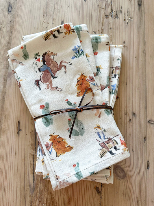 Vintage Cowboy Dinner Napkin Set
