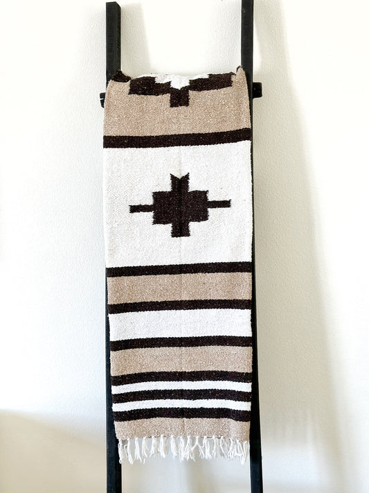 The Brown & White Aztec Mexican Blanket