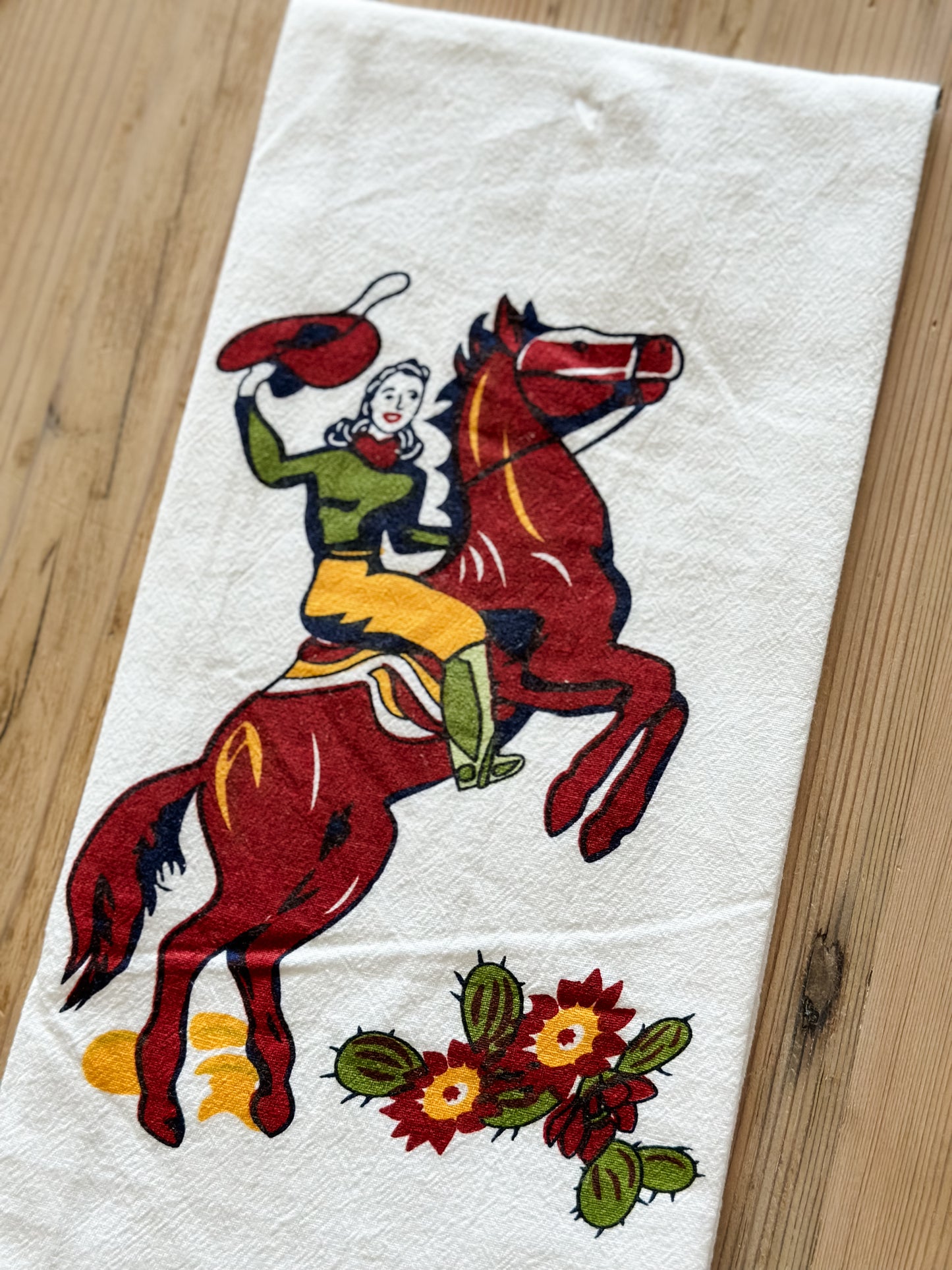 Cactus Cowgirl Tea Towel