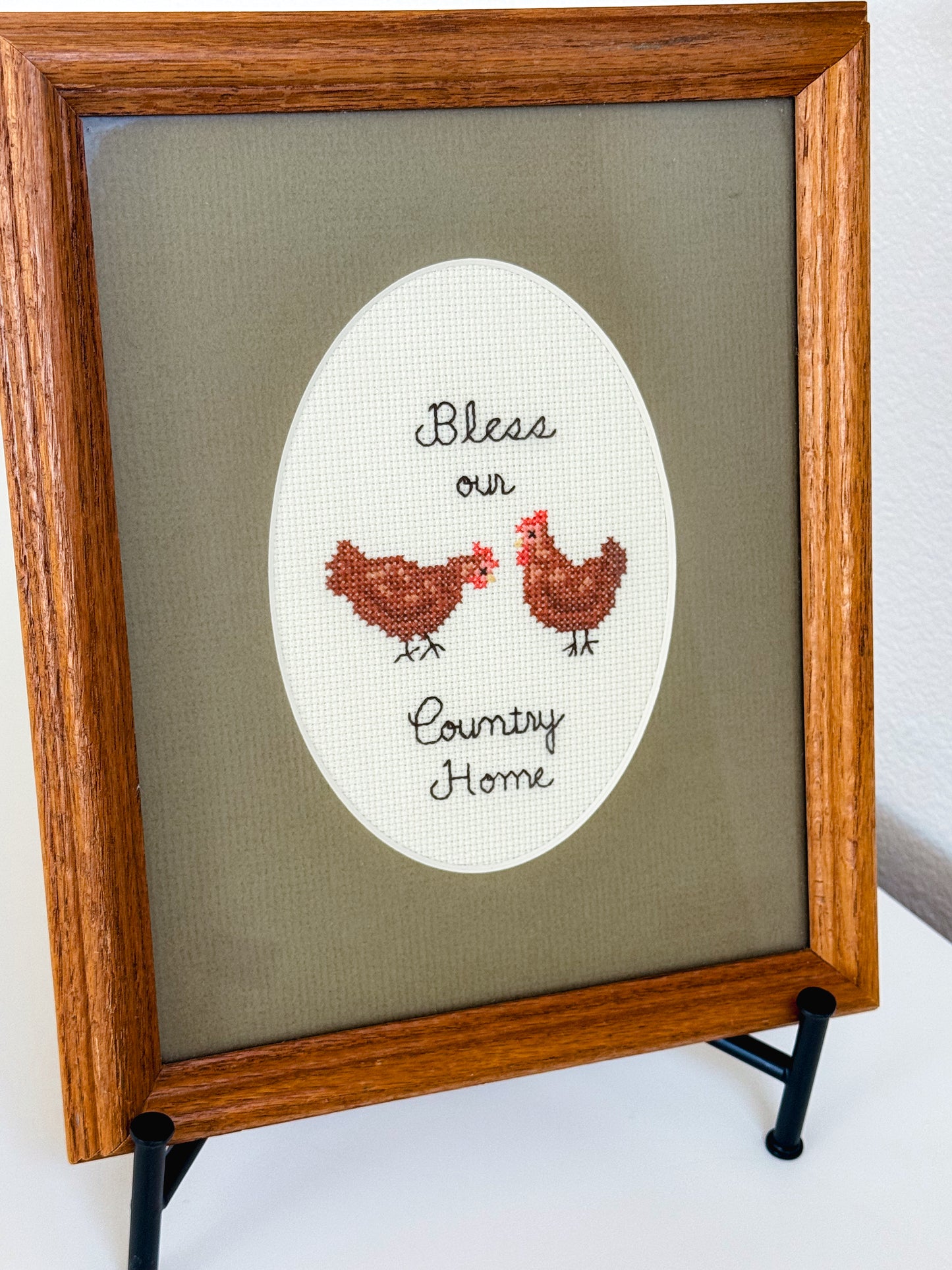 Vintage Chicken Framed Cross Stitch