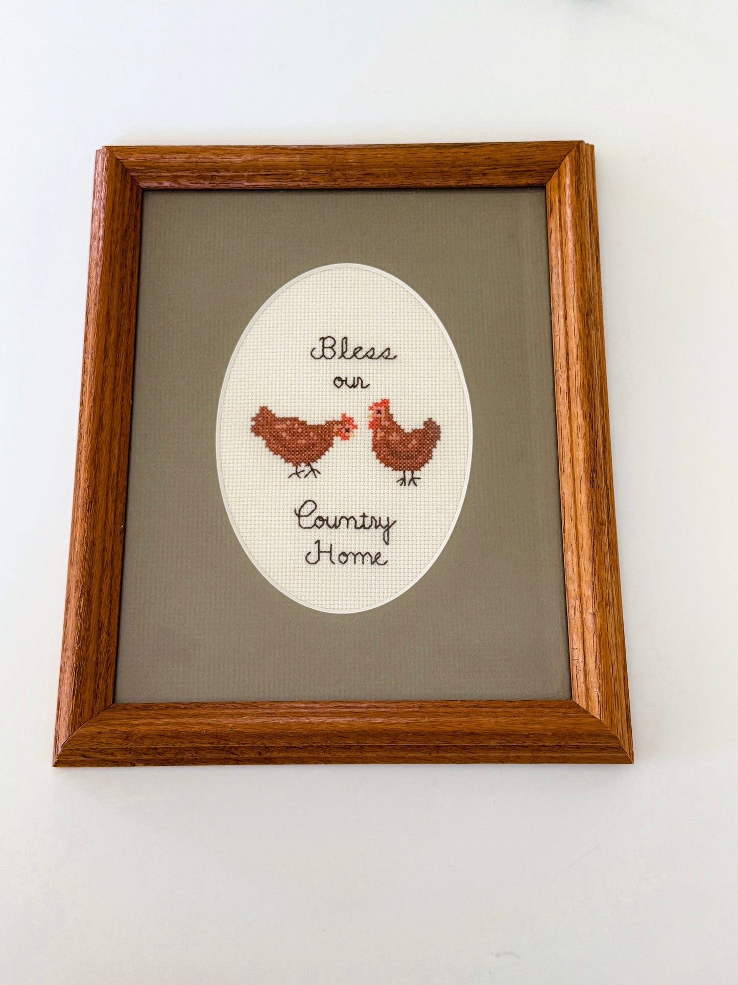 Vintage Chicken Framed Cross Stitch
