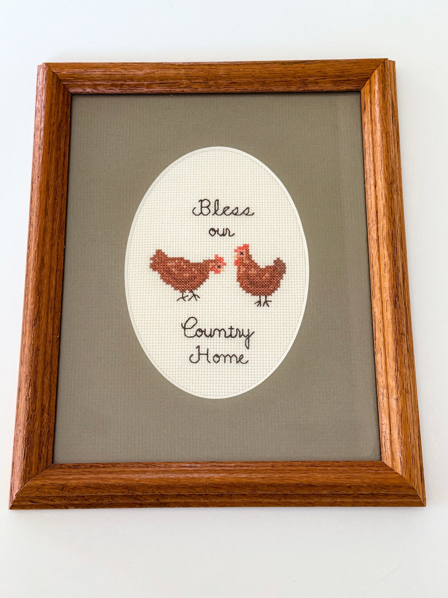 Vintage Chicken Framed Cross Stitch