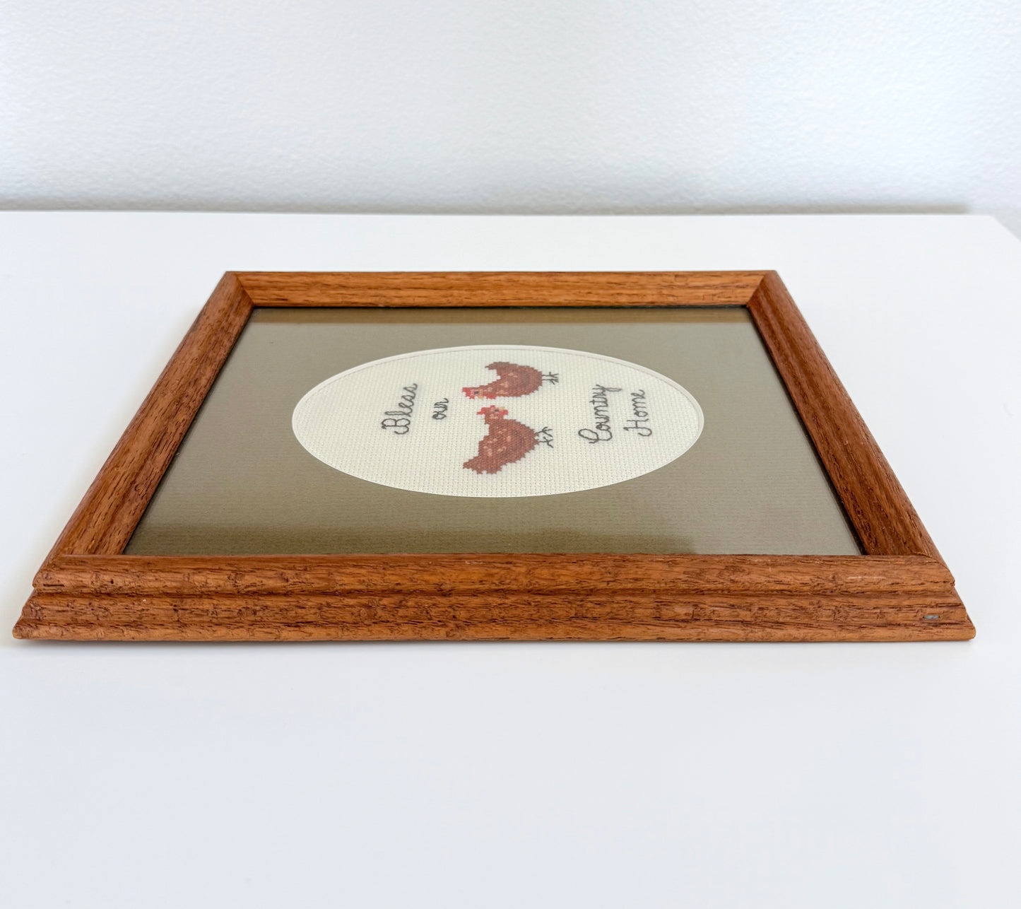 Vintage Chicken Framed Cross Stitch