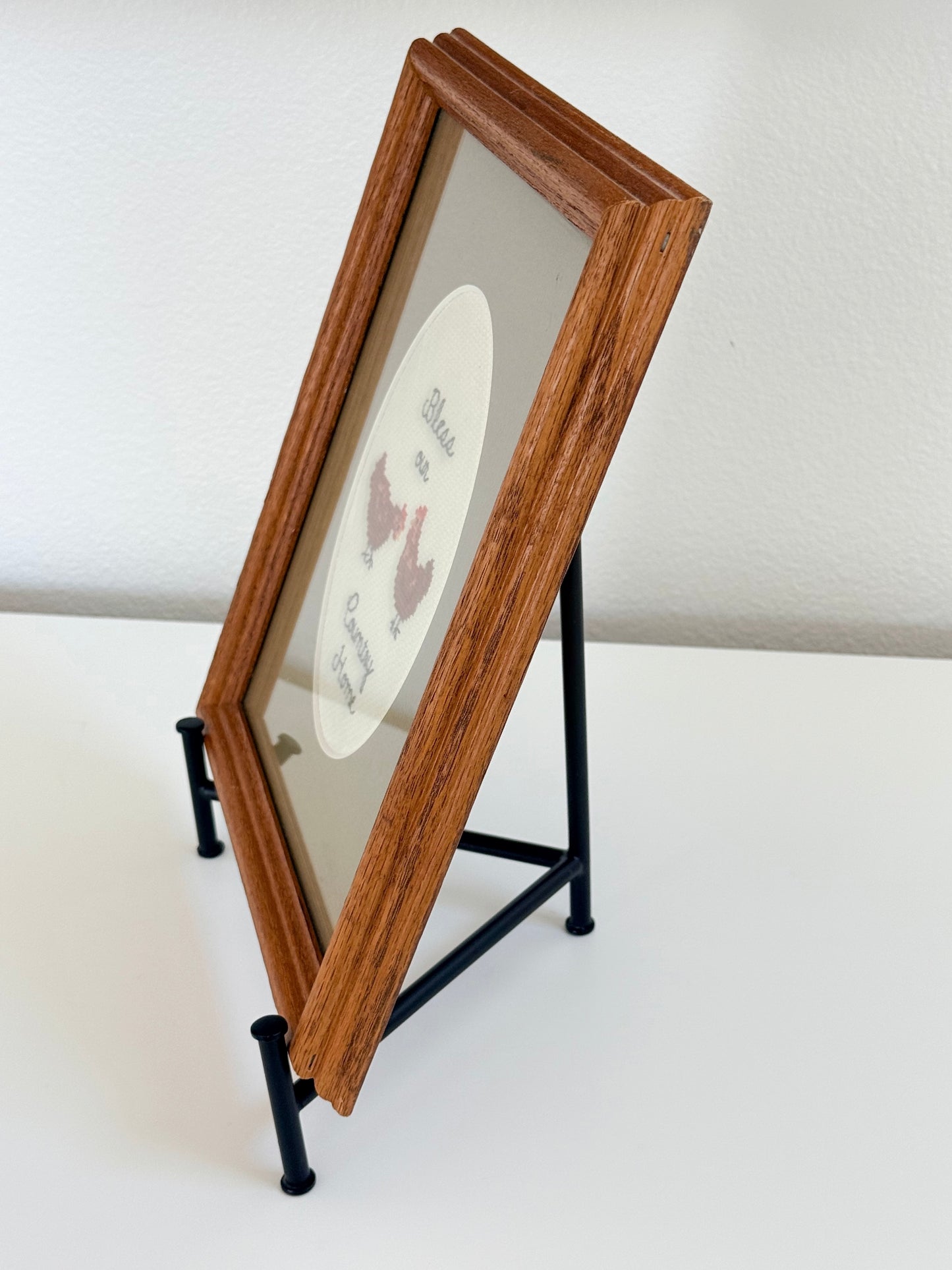 Vintage Chicken Framed Cross Stitch