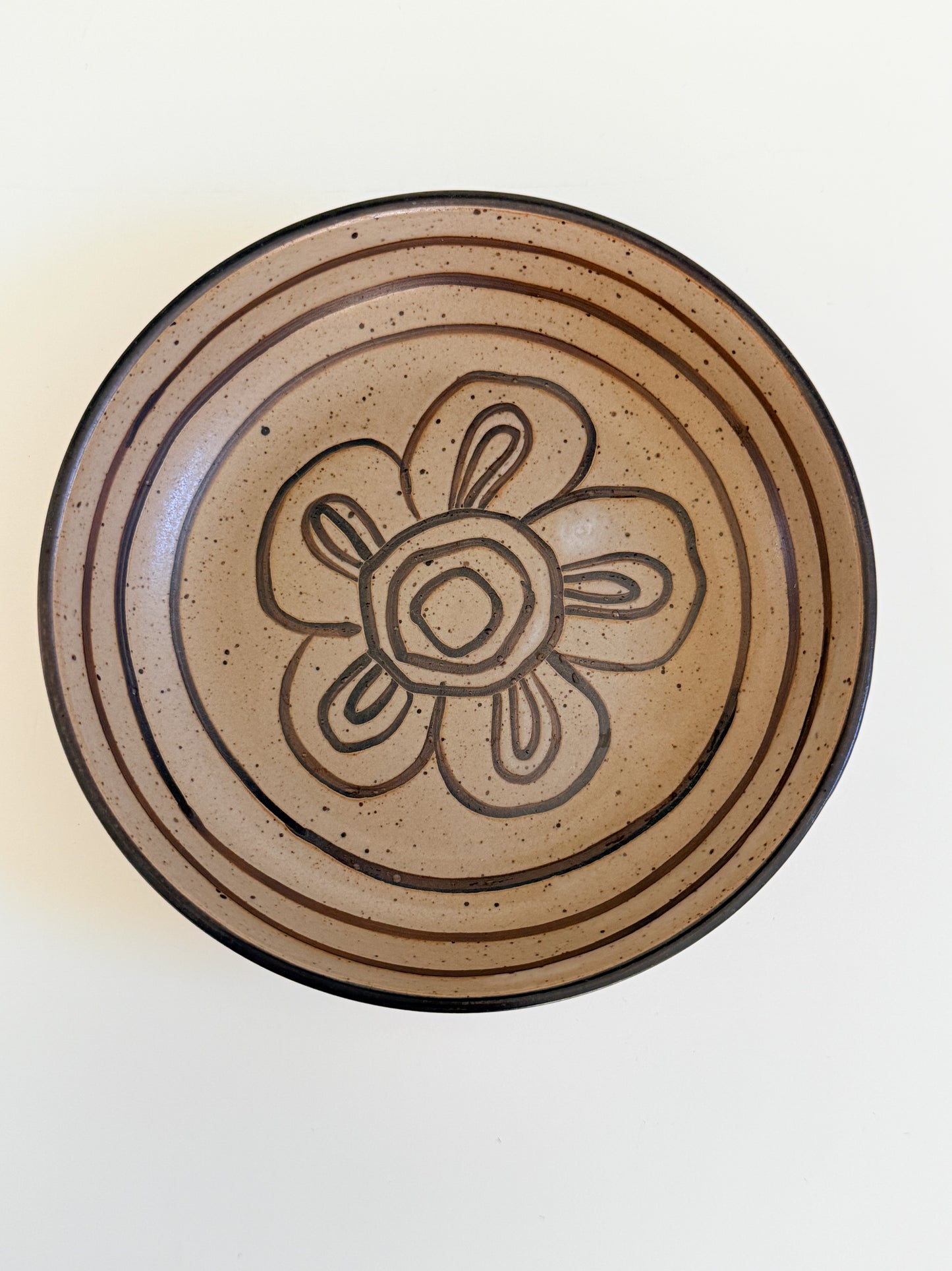 Thrifted Flower Stoneware Bowl