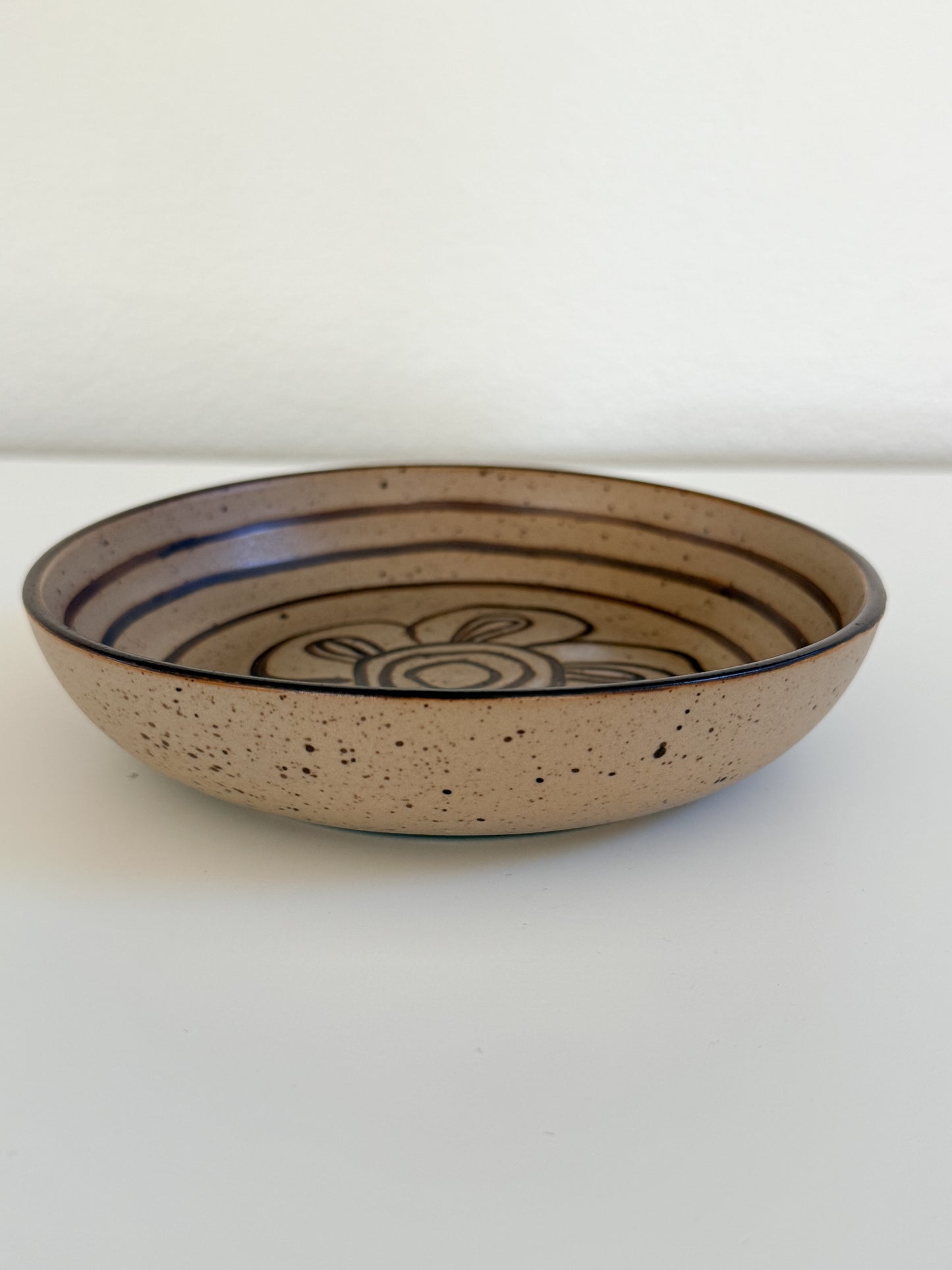 Thrifted Flower Stoneware Bowl
