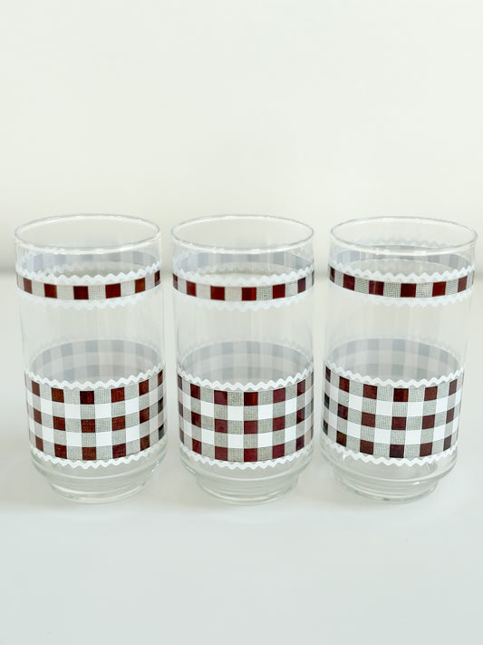 Vintage Gingham Drinking Glasses
