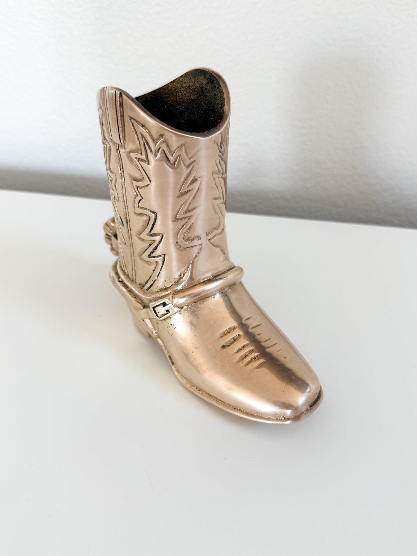 Vintage Brass Cowboy Boot With Spur