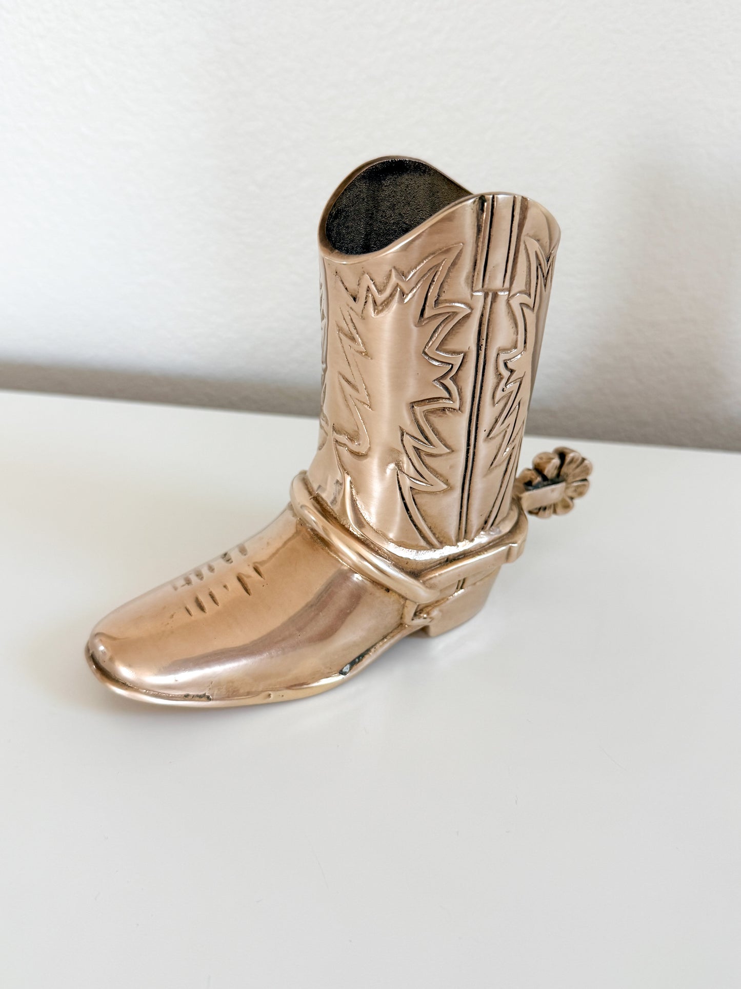 Vintage Brass Cowboy Boot With Spur