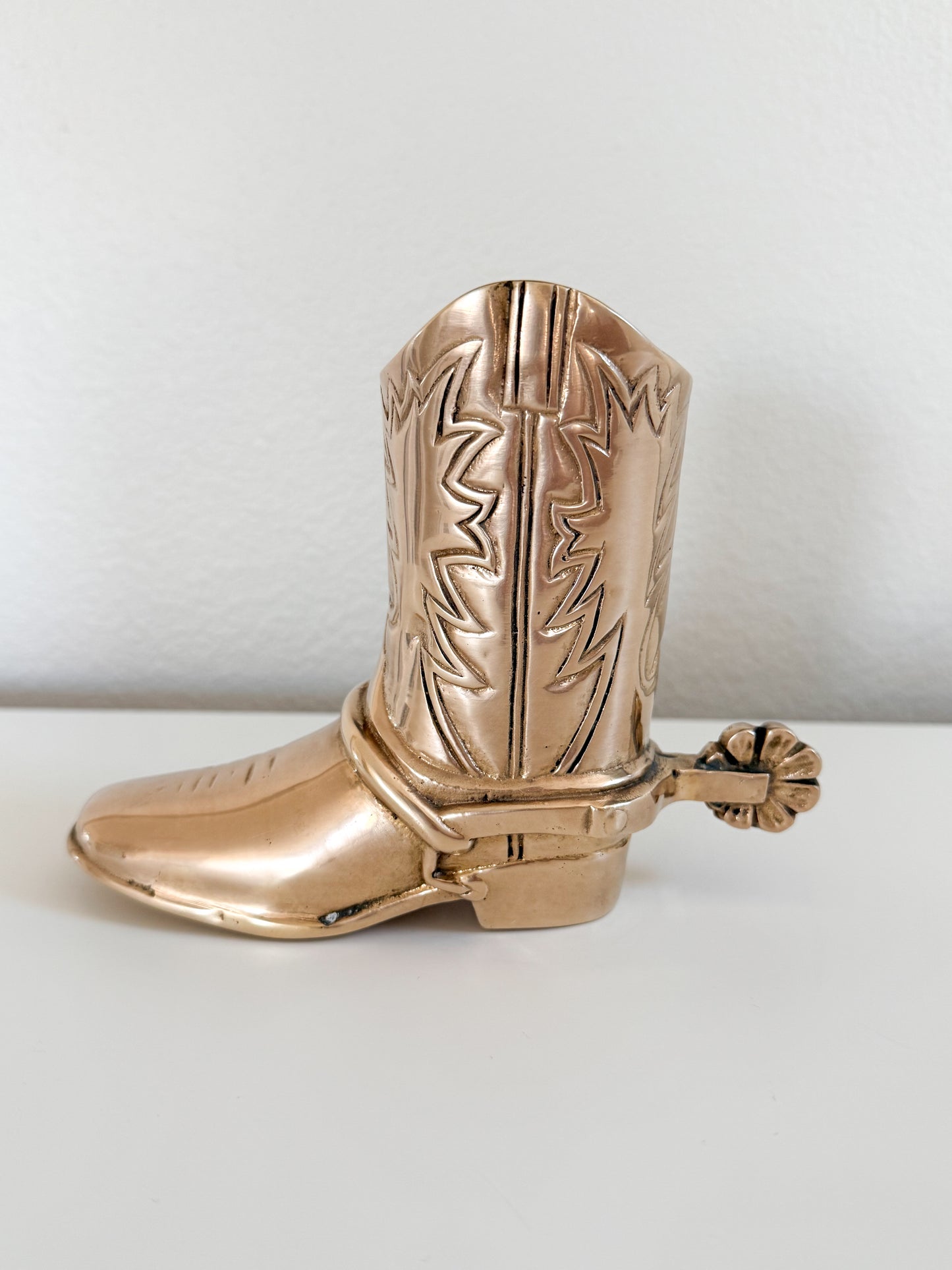 Vintage Brass Cowboy Boot With Spur