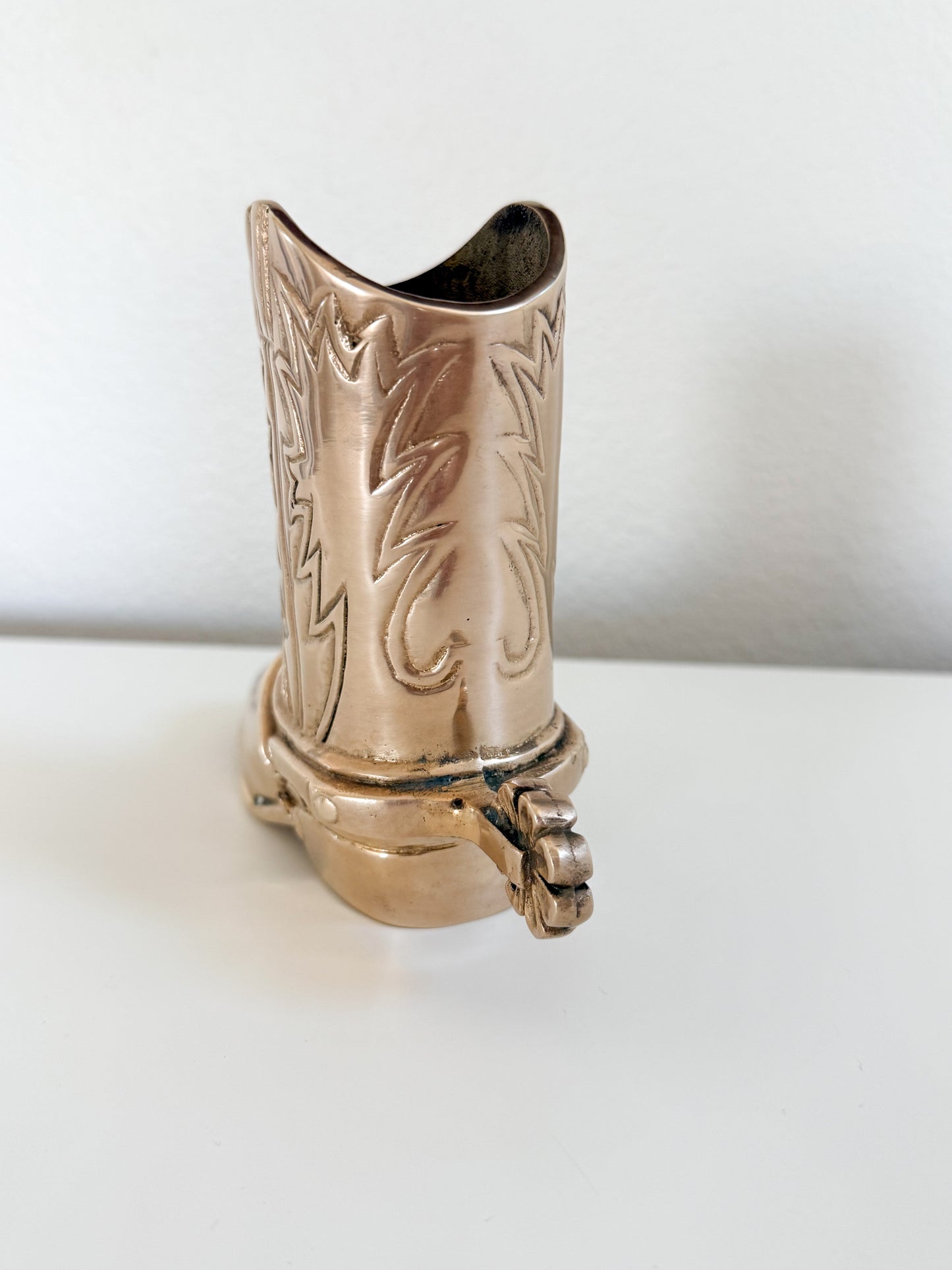 Vintage Brass Cowboy Boot With Spur