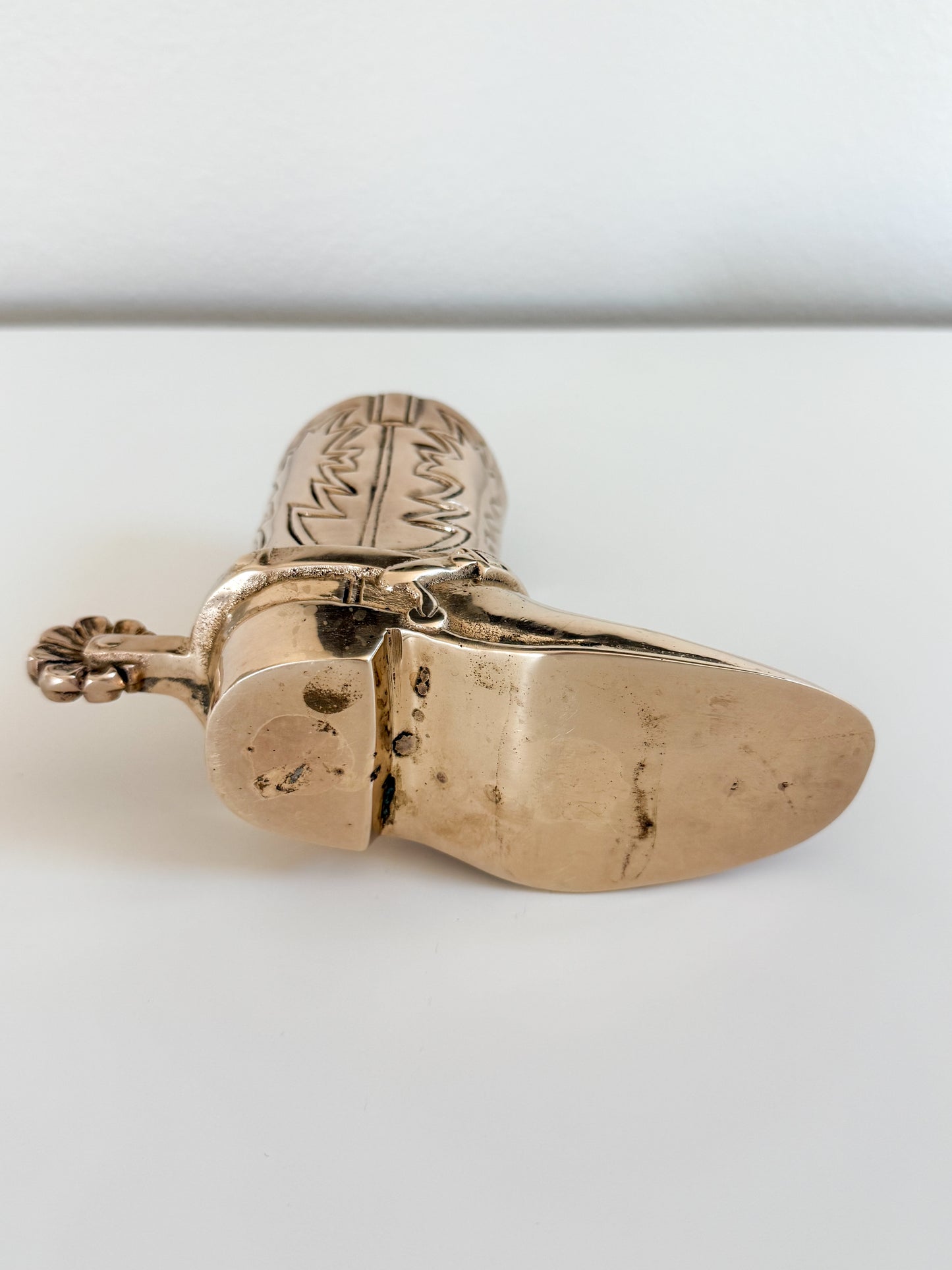 Vintage Brass Cowboy Boot With Spur