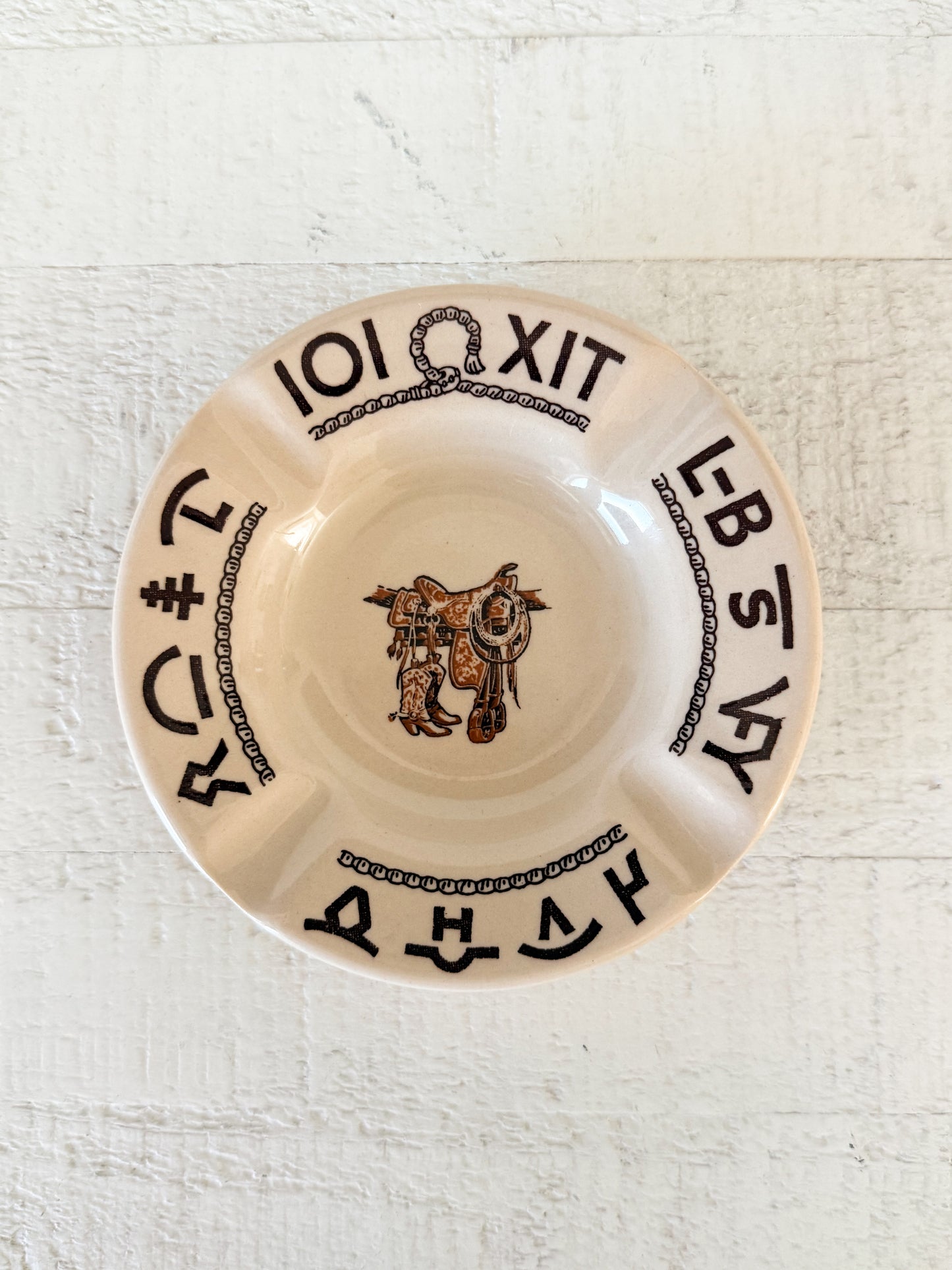Vintage Wallace China Boots & Saddle Trinket Ashtray/Trinket Dish