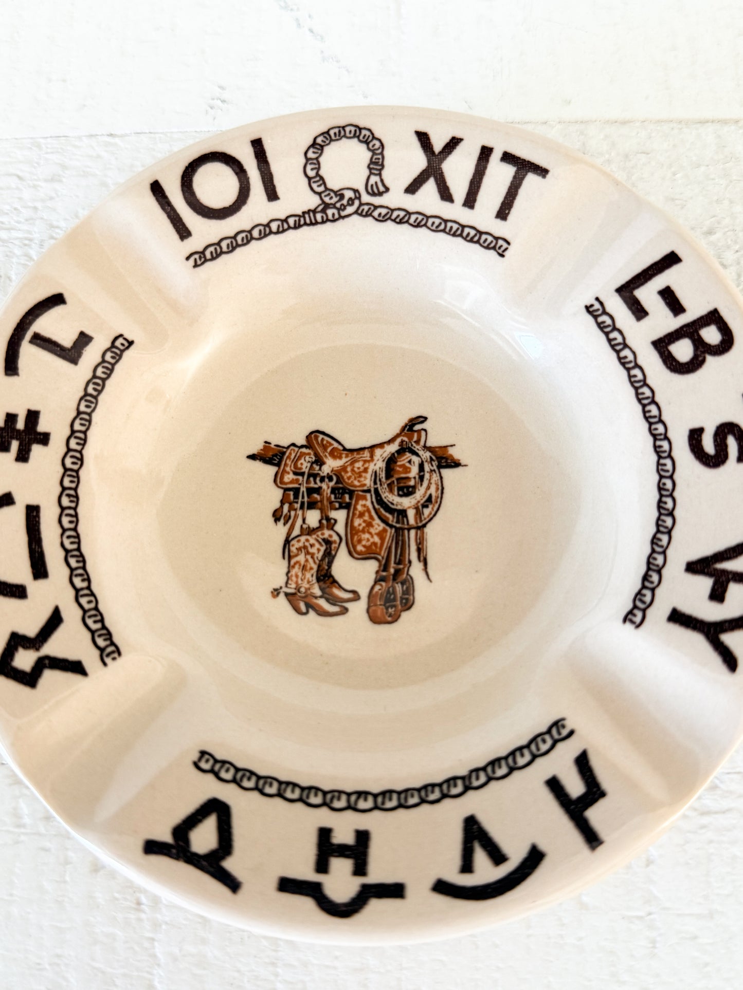 Vintage Wallace China Boots & Saddle Trinket Ashtray/Trinket Dish