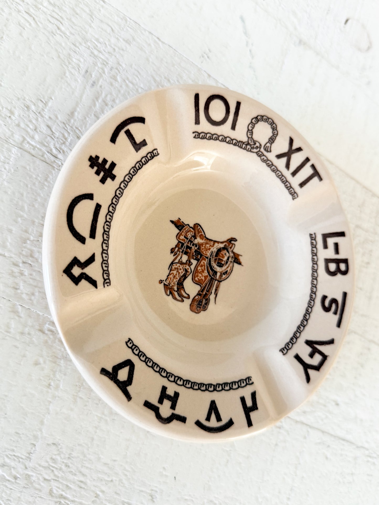 Vintage Wallace China Boots & Saddle Trinket Ashtray/Trinket Dish